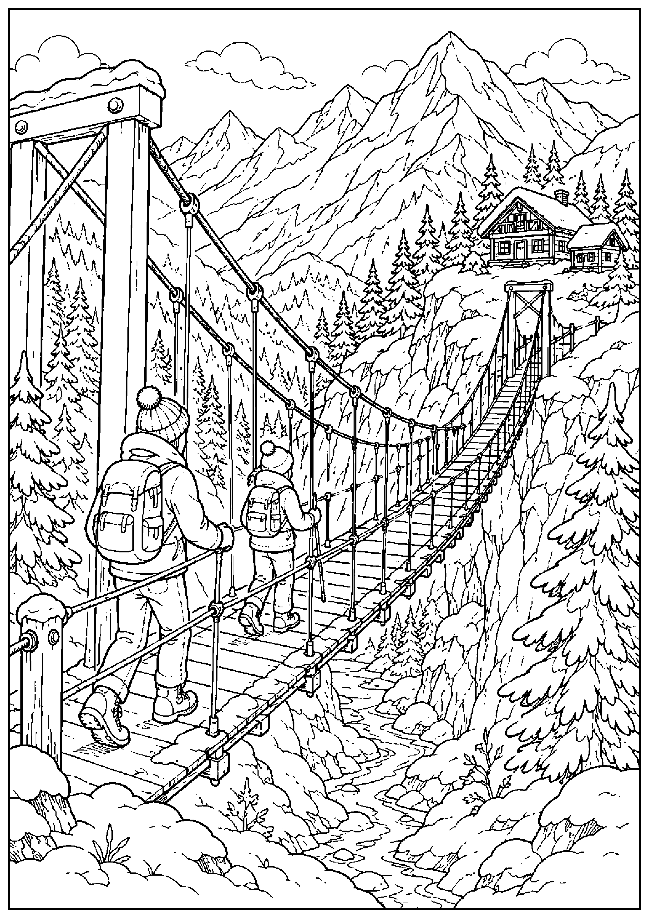 Coloriage pont suspendu à imprimer – dessin n°8
