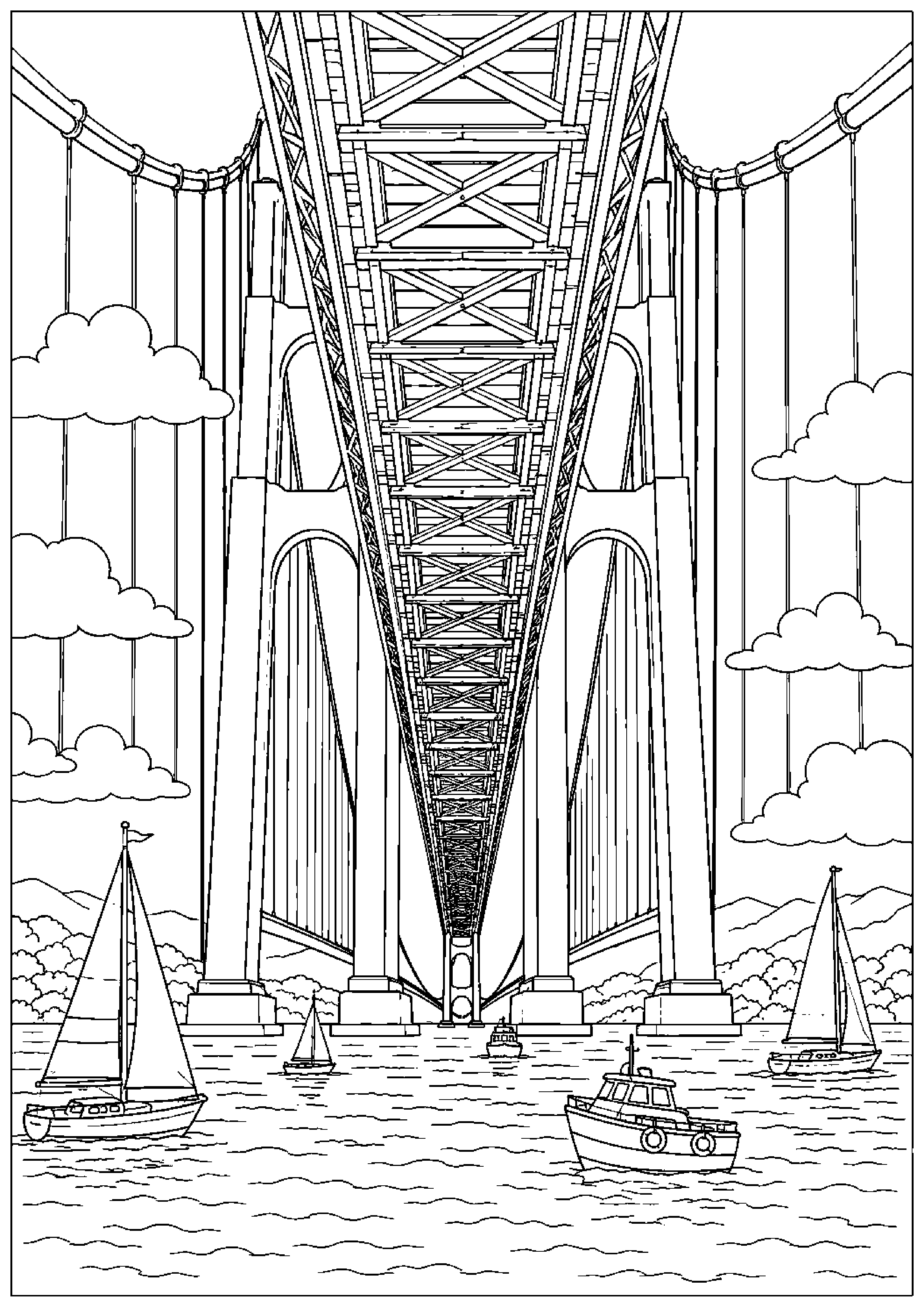 Coloriage pont suspendu à imprimer – dessin n°10