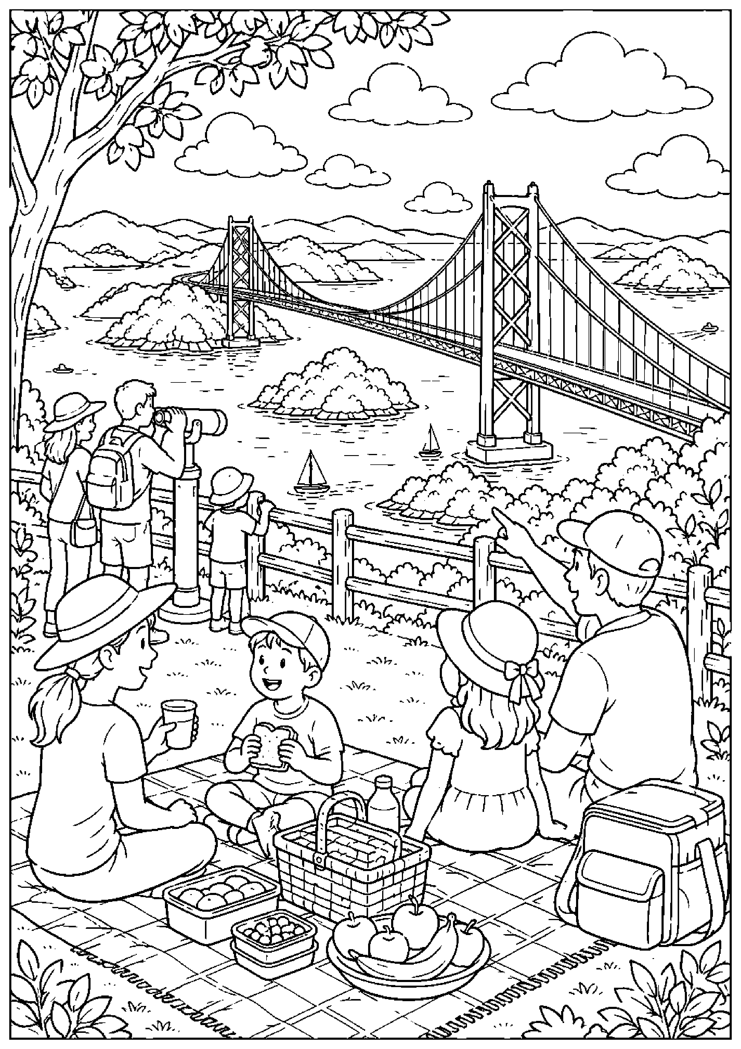 Coloriage pont suspendu à imprimer – dessin n°12