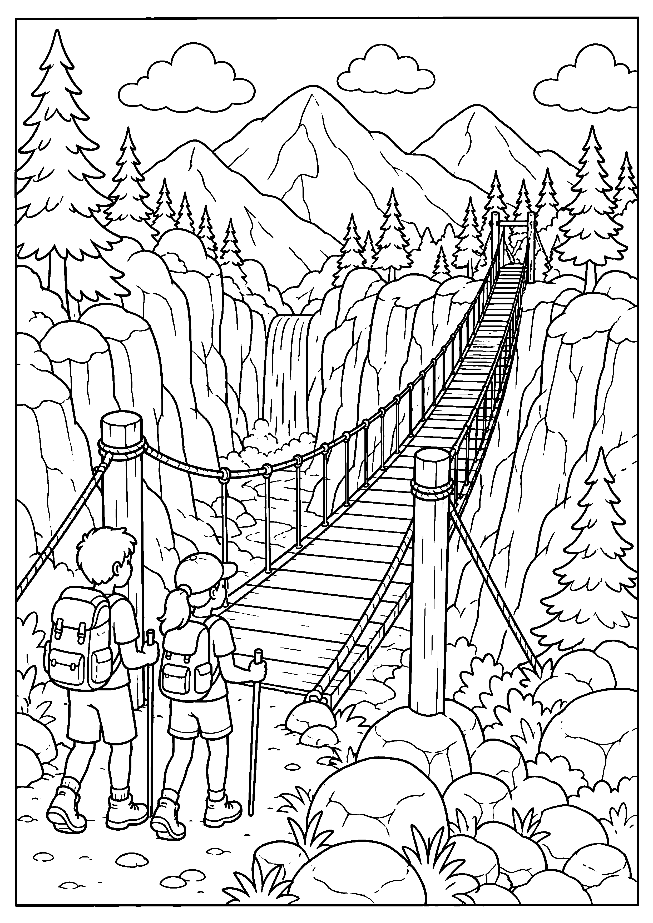 Coloriage pont suspendu à imprimer – dessin n°13