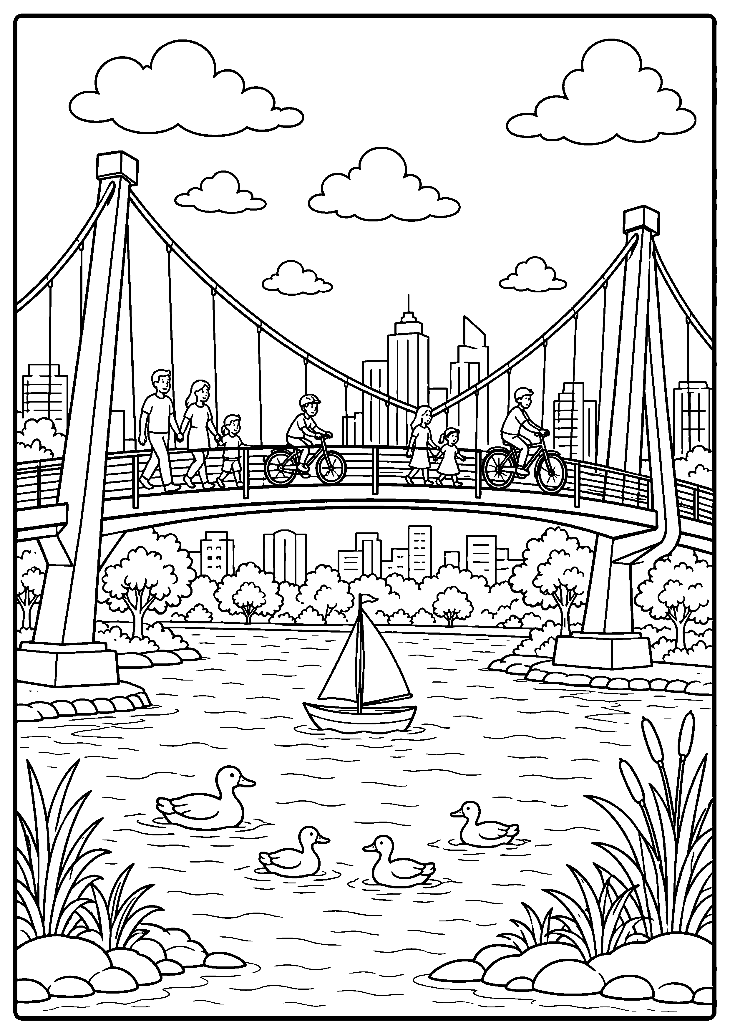 Coloriage pont suspendu à imprimer – dessin n°17