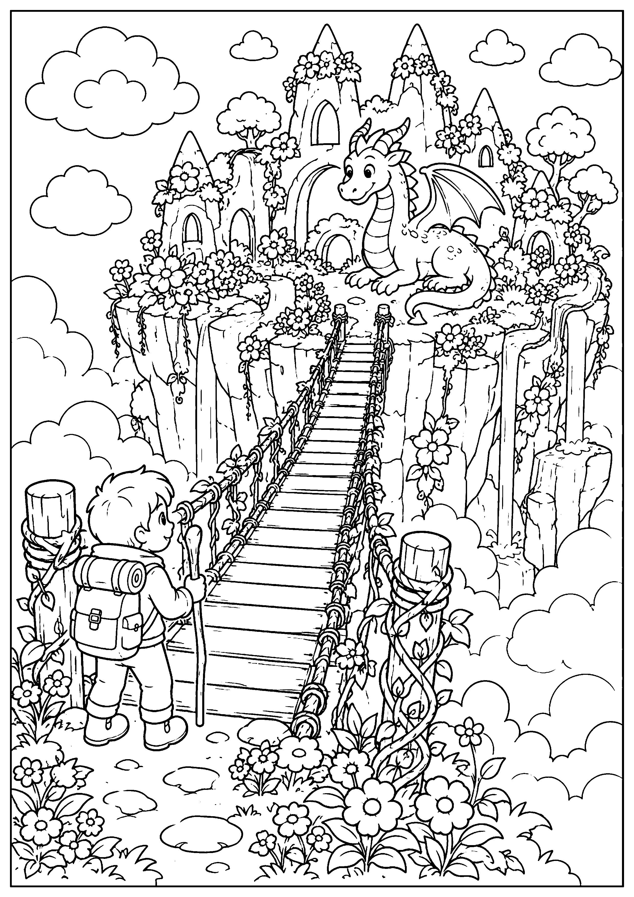 Coloriage pont suspendu à imprimer – dessin n°18