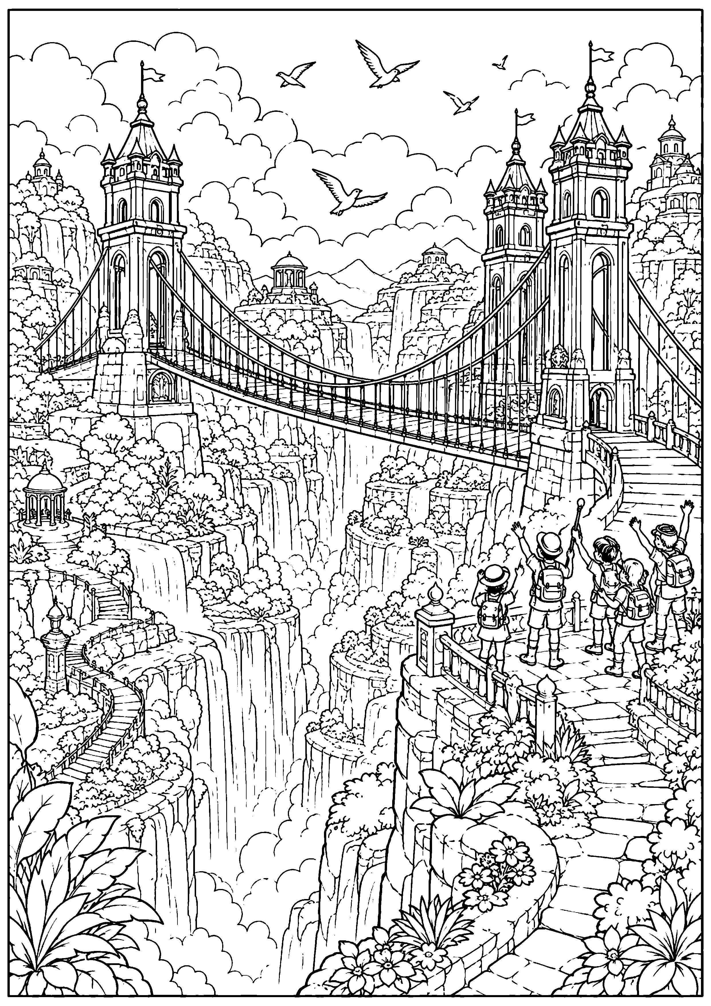 Coloriage pont suspendu à imprimer – dessin n°20