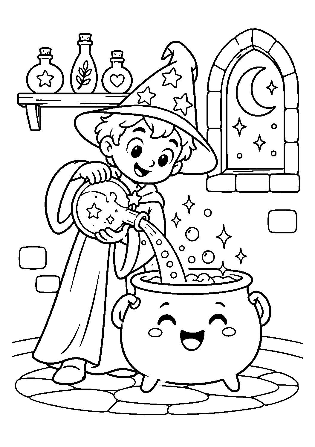 Coloriage Potion magique et chaudron