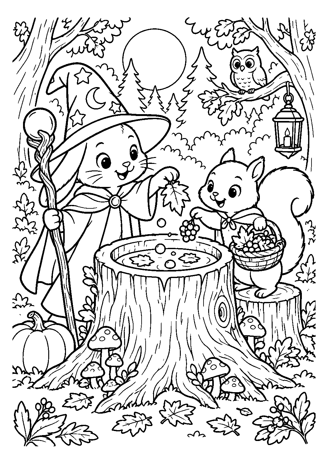 Potion enchantée de la forêt à imprimer et colorier