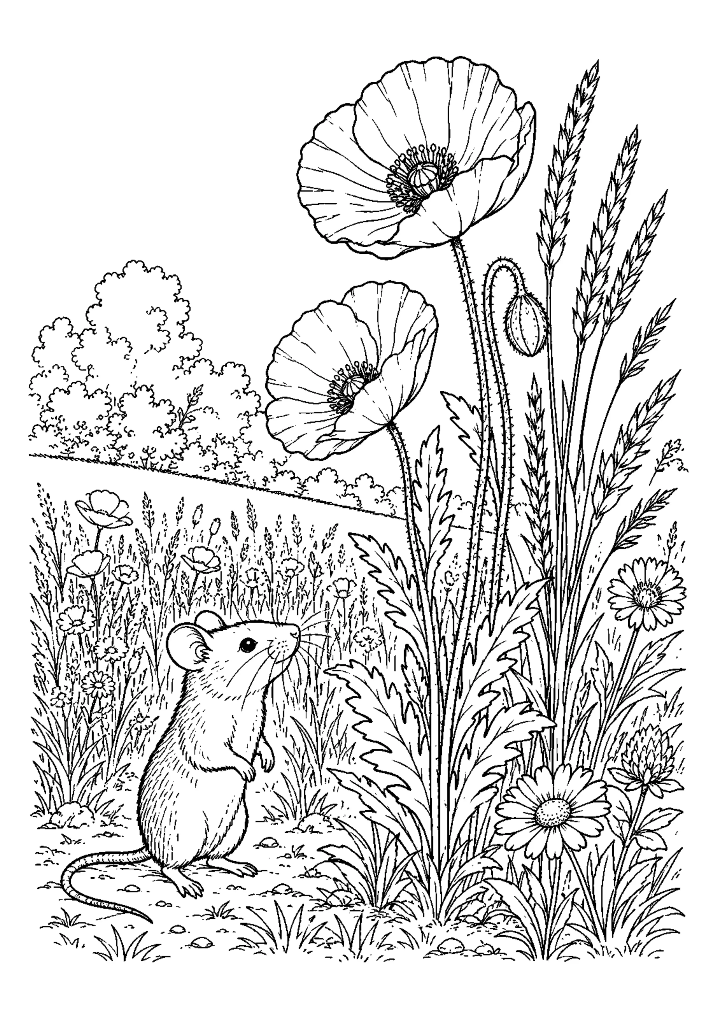Coloriage Prairie fleurie à imprimer – dessin n°2