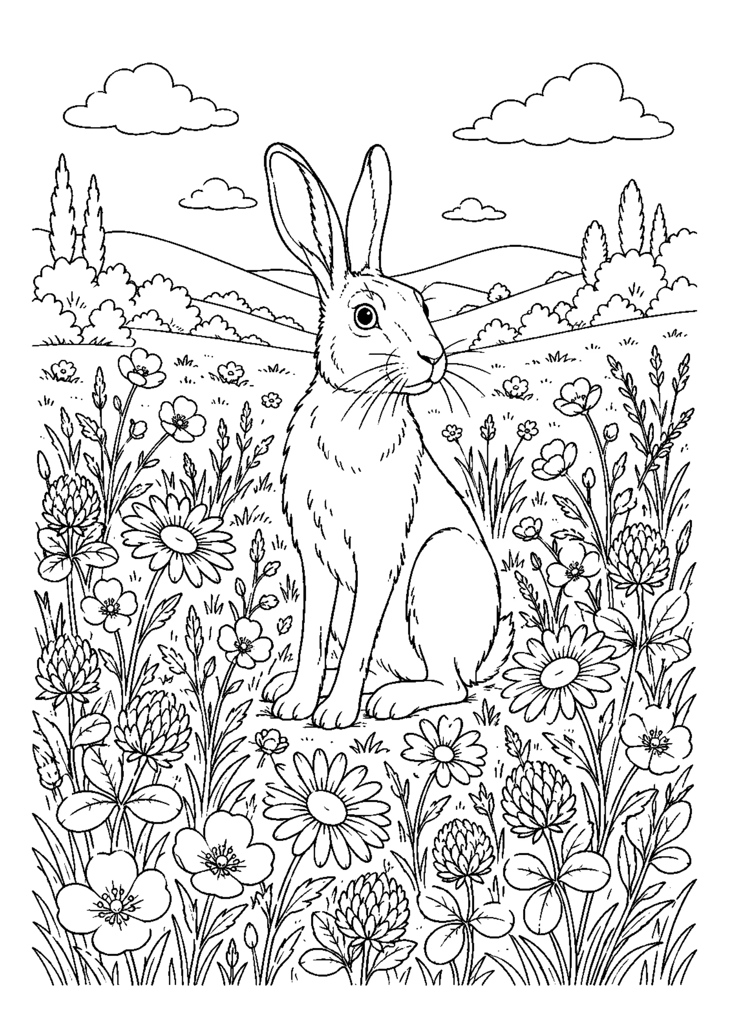 Coloriage Prairie fleurie à imprimer – dessin n°3