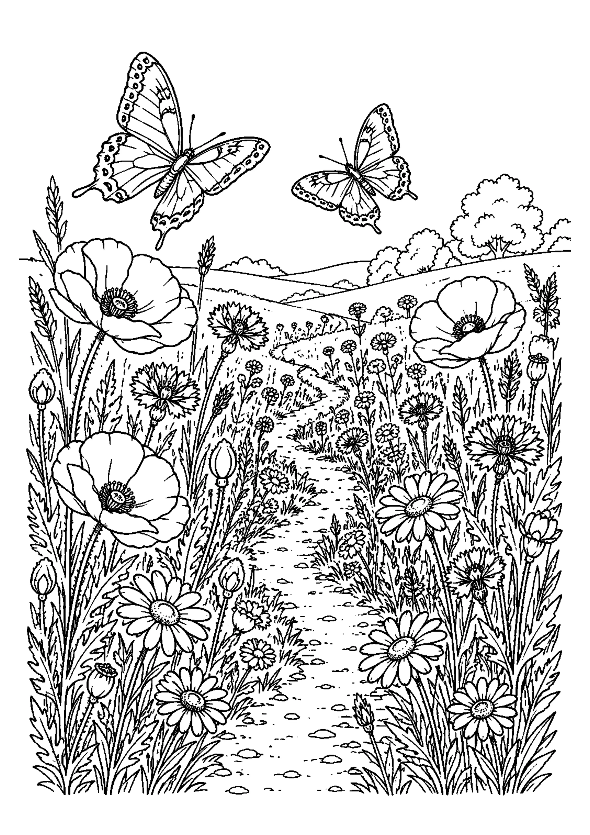 Coloriage Prairie fleurie à imprimer – dessin n°4