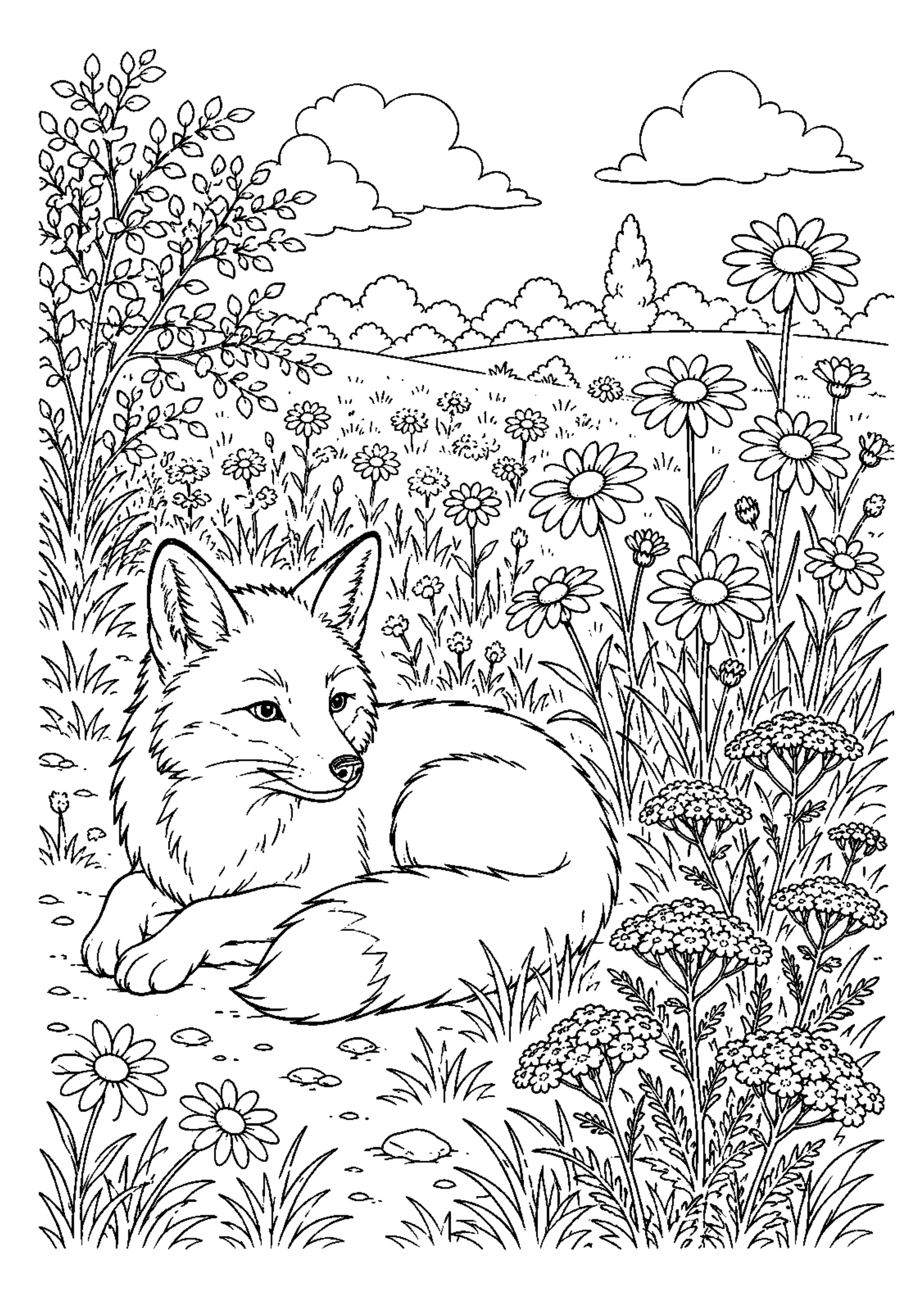 Coloriage Prairie fleurie à imprimer – dessin n°8