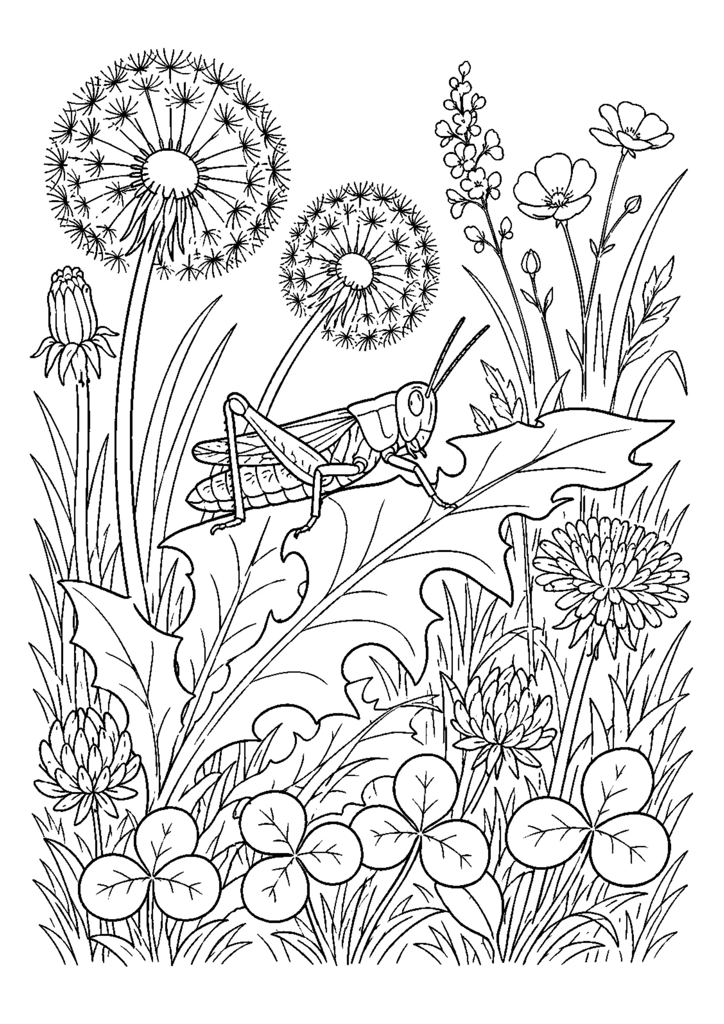 Coloriage Prairie fleurie à imprimer – dessin n°12