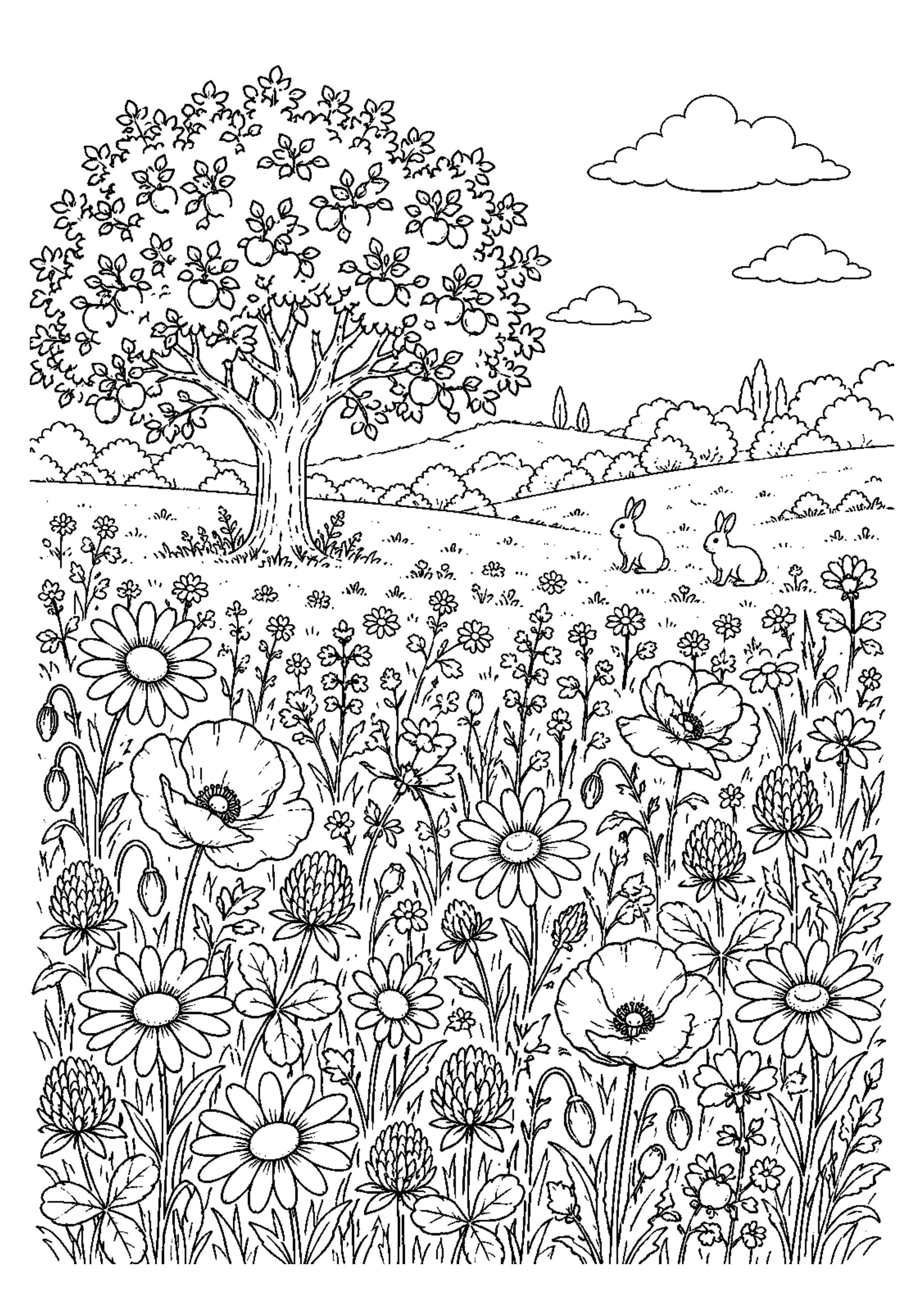 Coloriage Prairie fleurie à imprimer – dessin n°20