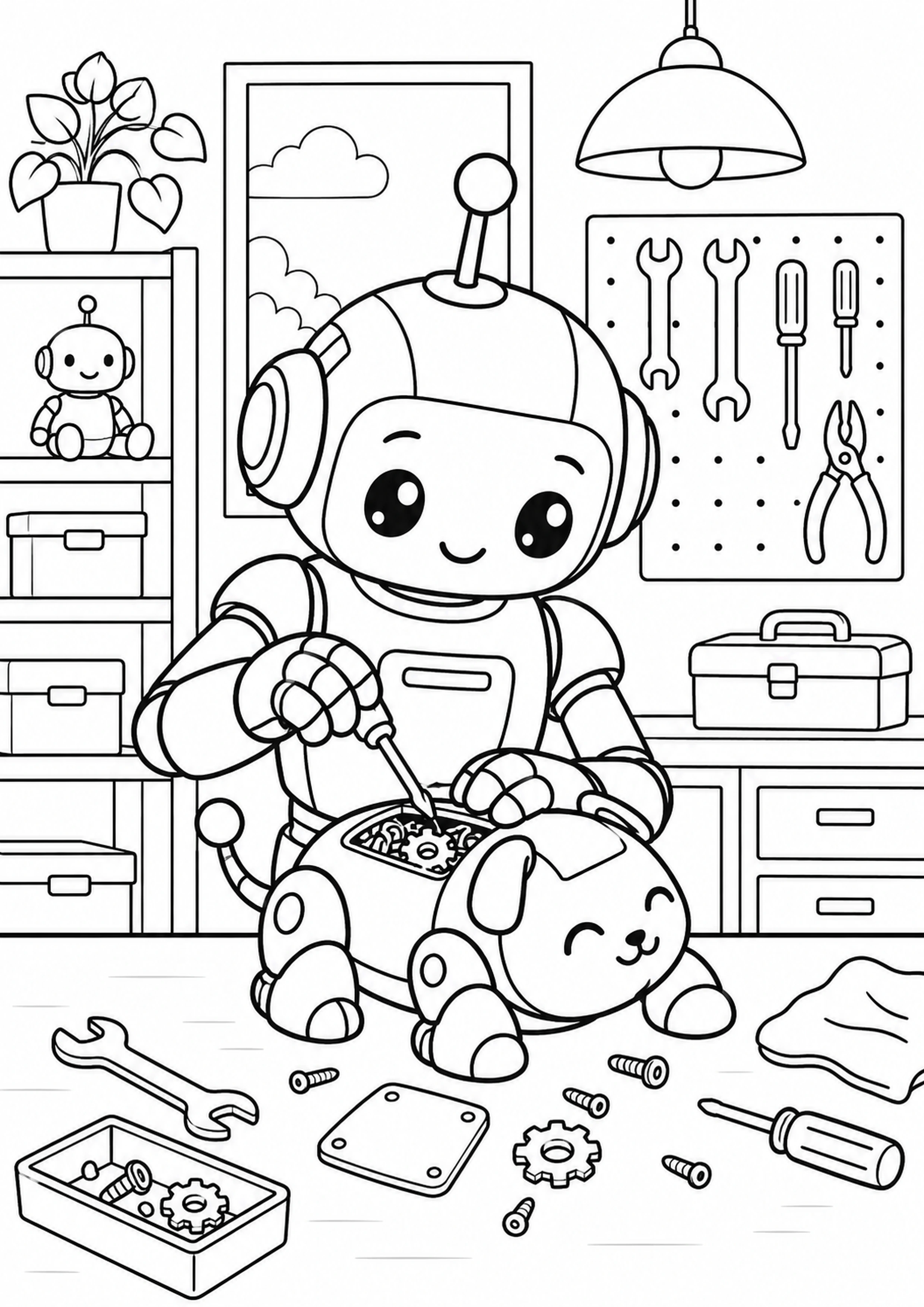 Coloriage robot réparateur à imprimer