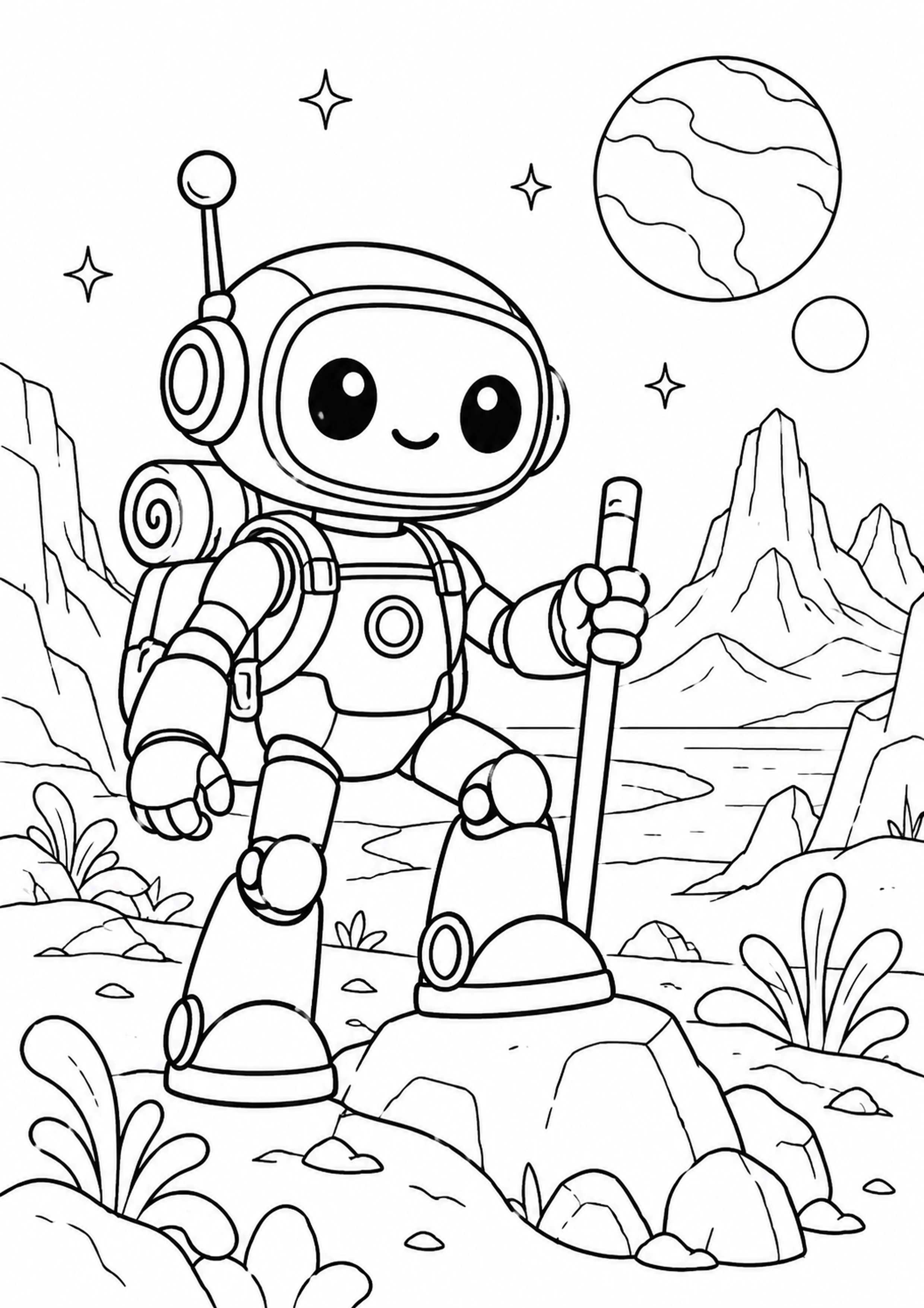 Coloriage robot explorateur à imprimer
