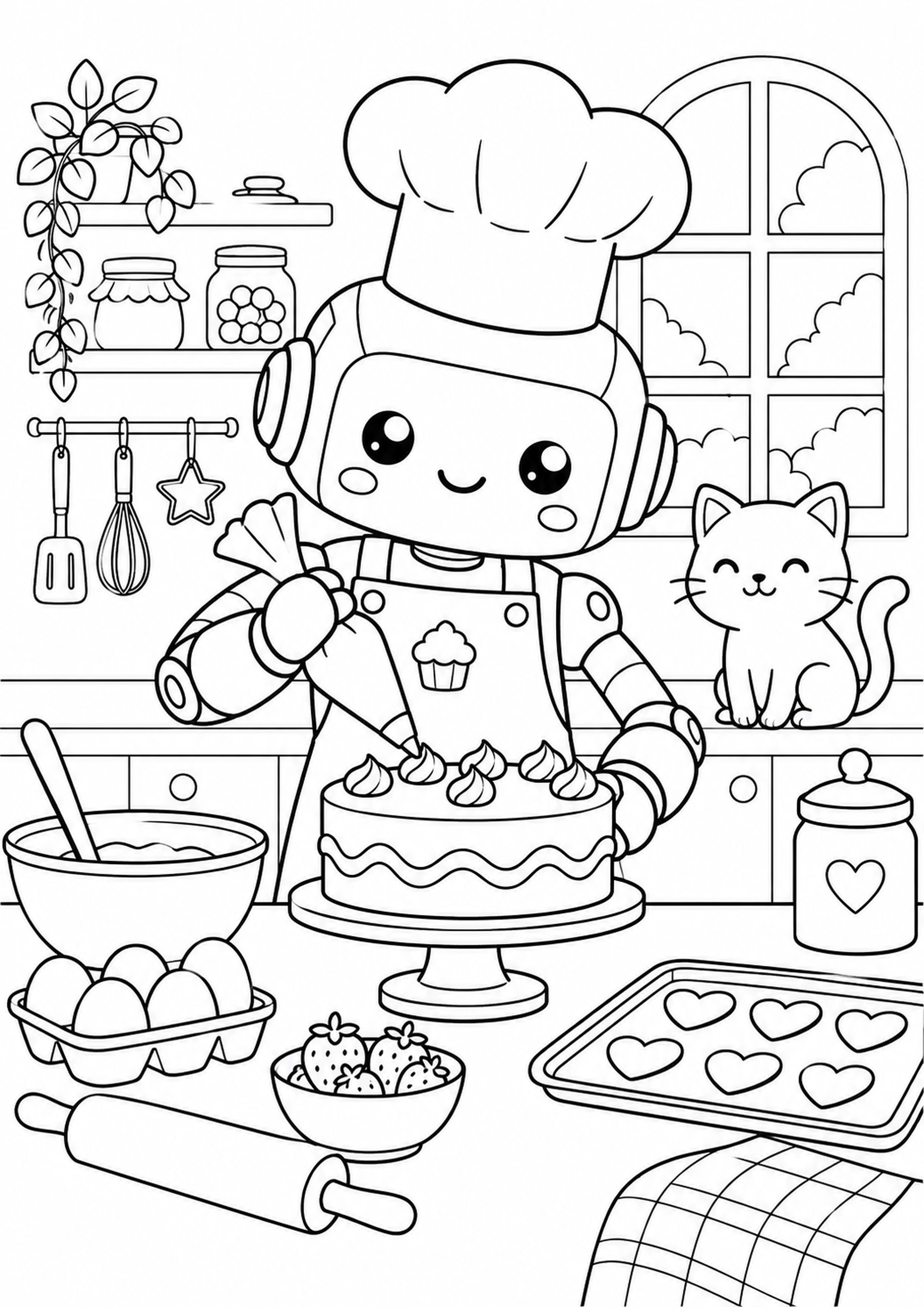Coloriage robot pâtissier à imprimer