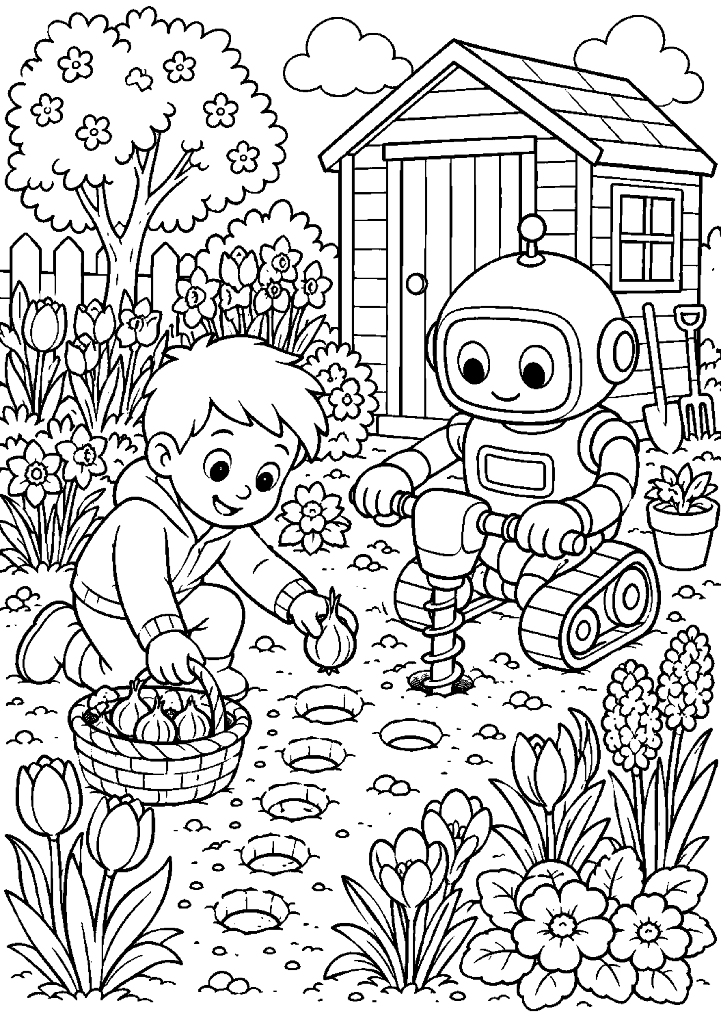 Coloriage robot jardinier à imprimer – dessin n°9