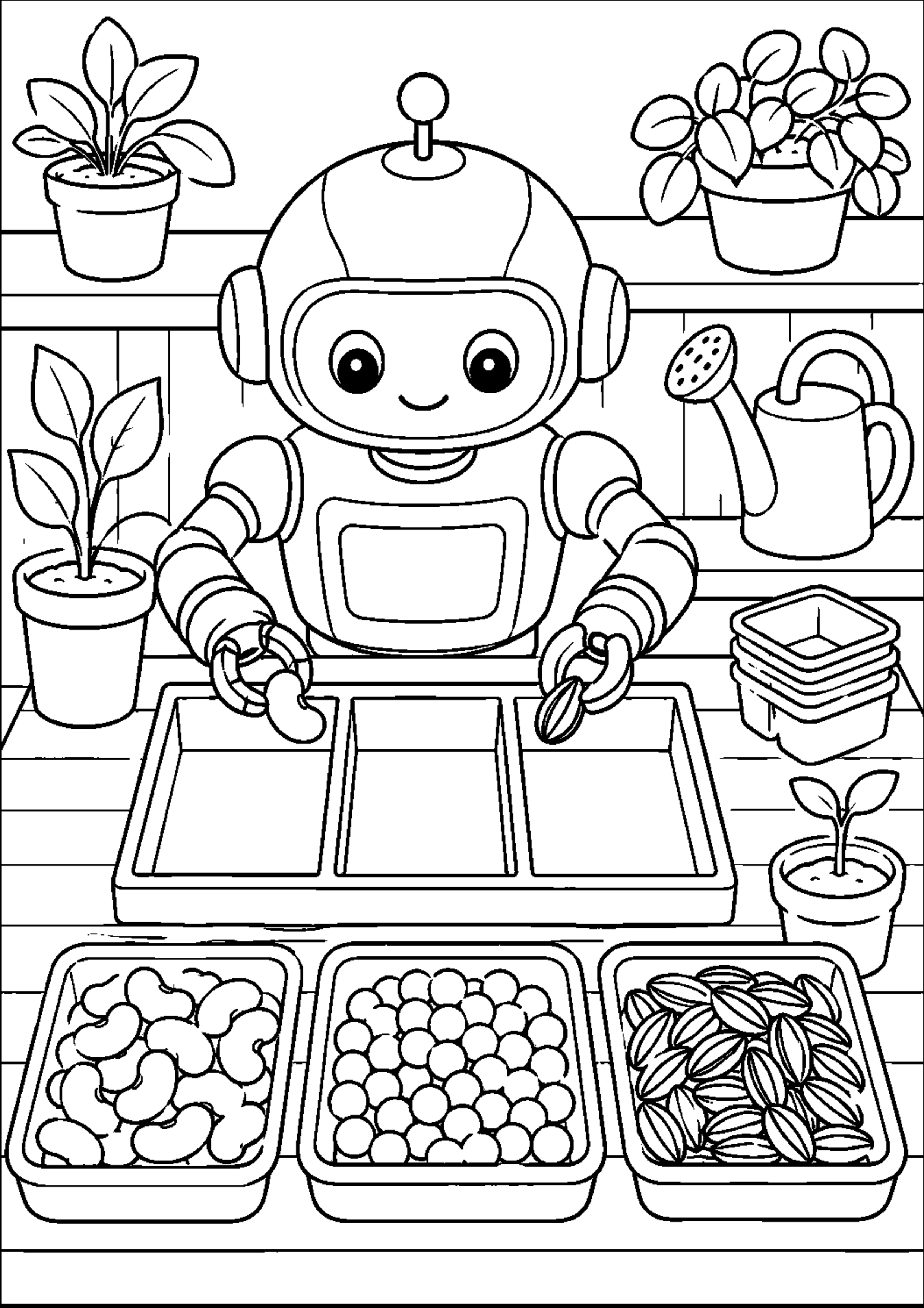 Coloriage robot jardinier à imprimer – dessin n°15