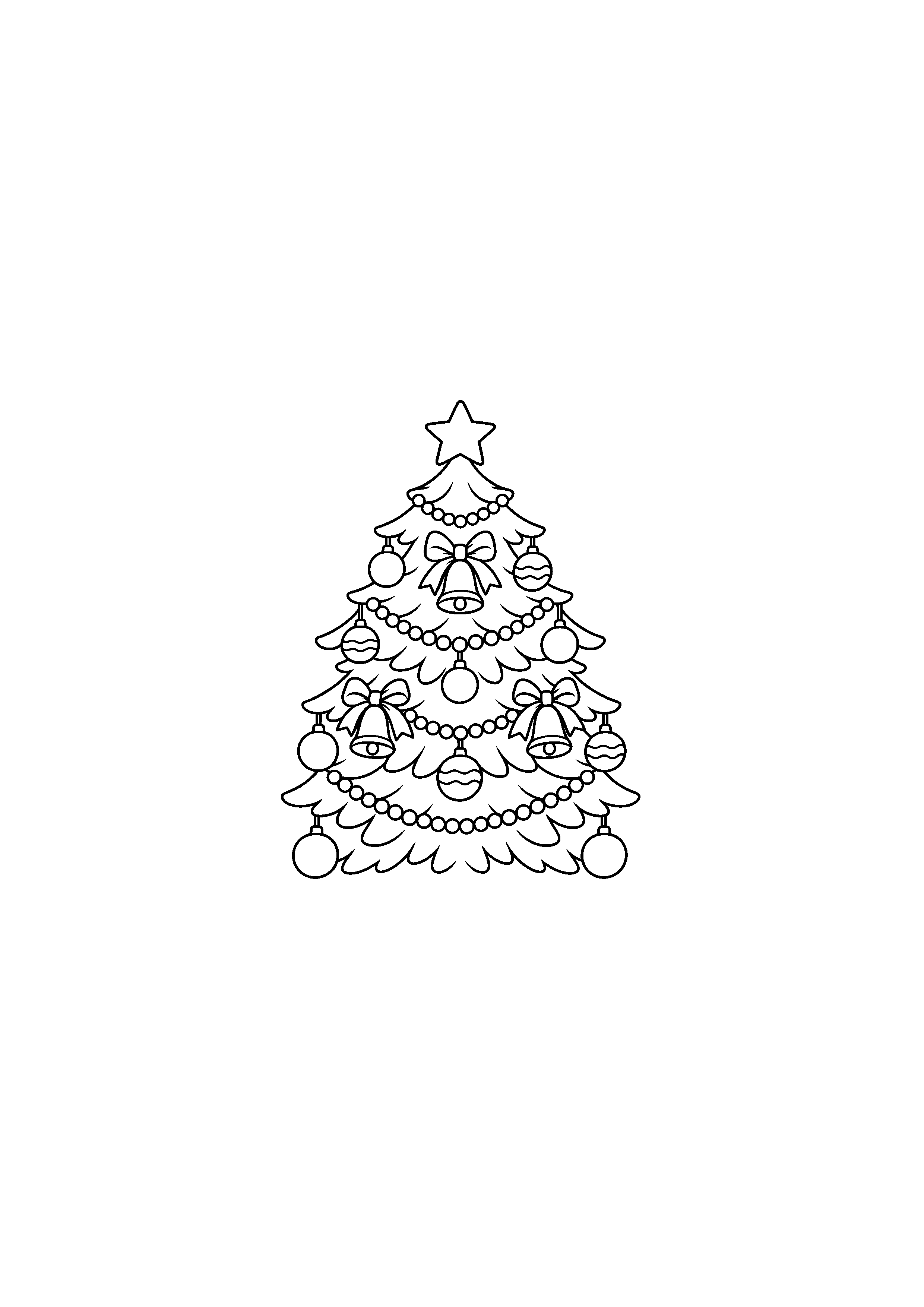 Coloriage sapin kawaii, composition 6 de Noël à imprimer gratuitement