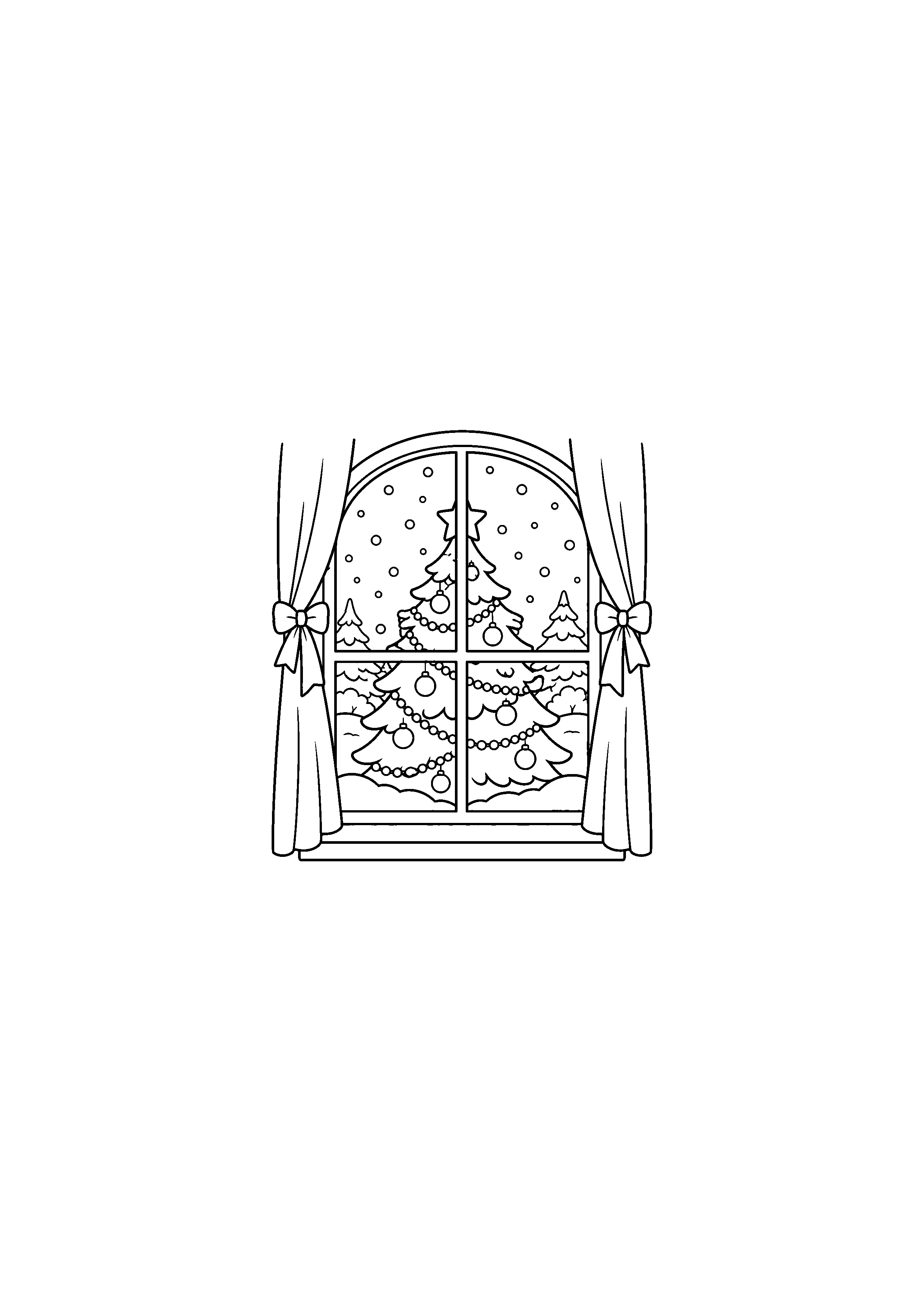 Coloriage sapin en extérieur, composition 10 de Noël à imprimer gratuitement