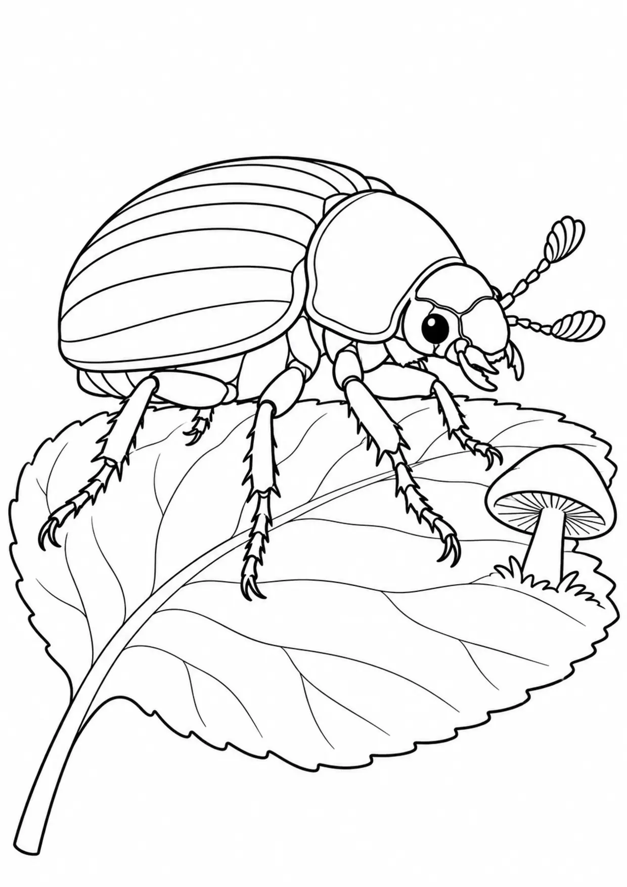 Coloriage scarabée : feuille champignon