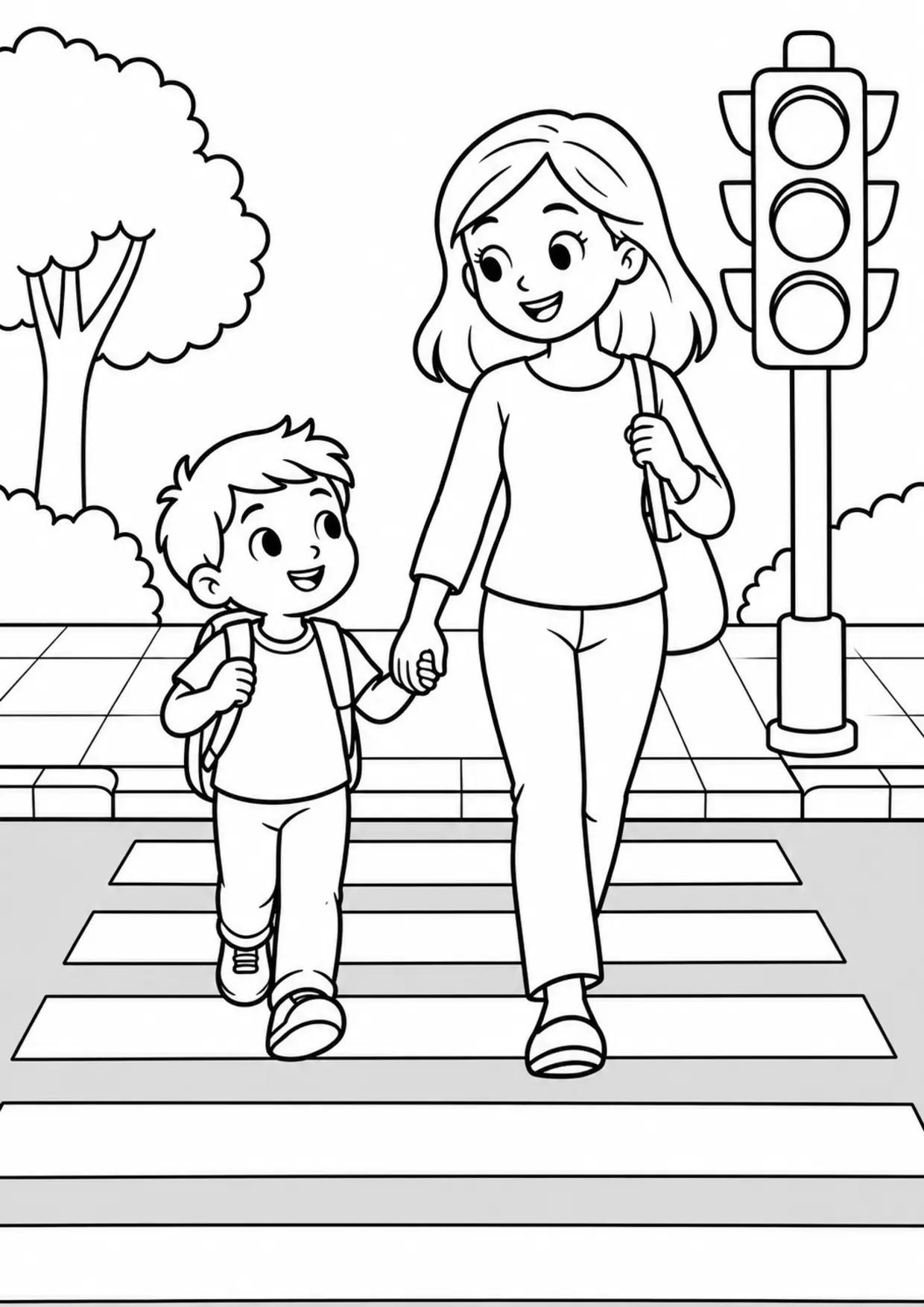 Coloriage sécurité routière : passage piéton