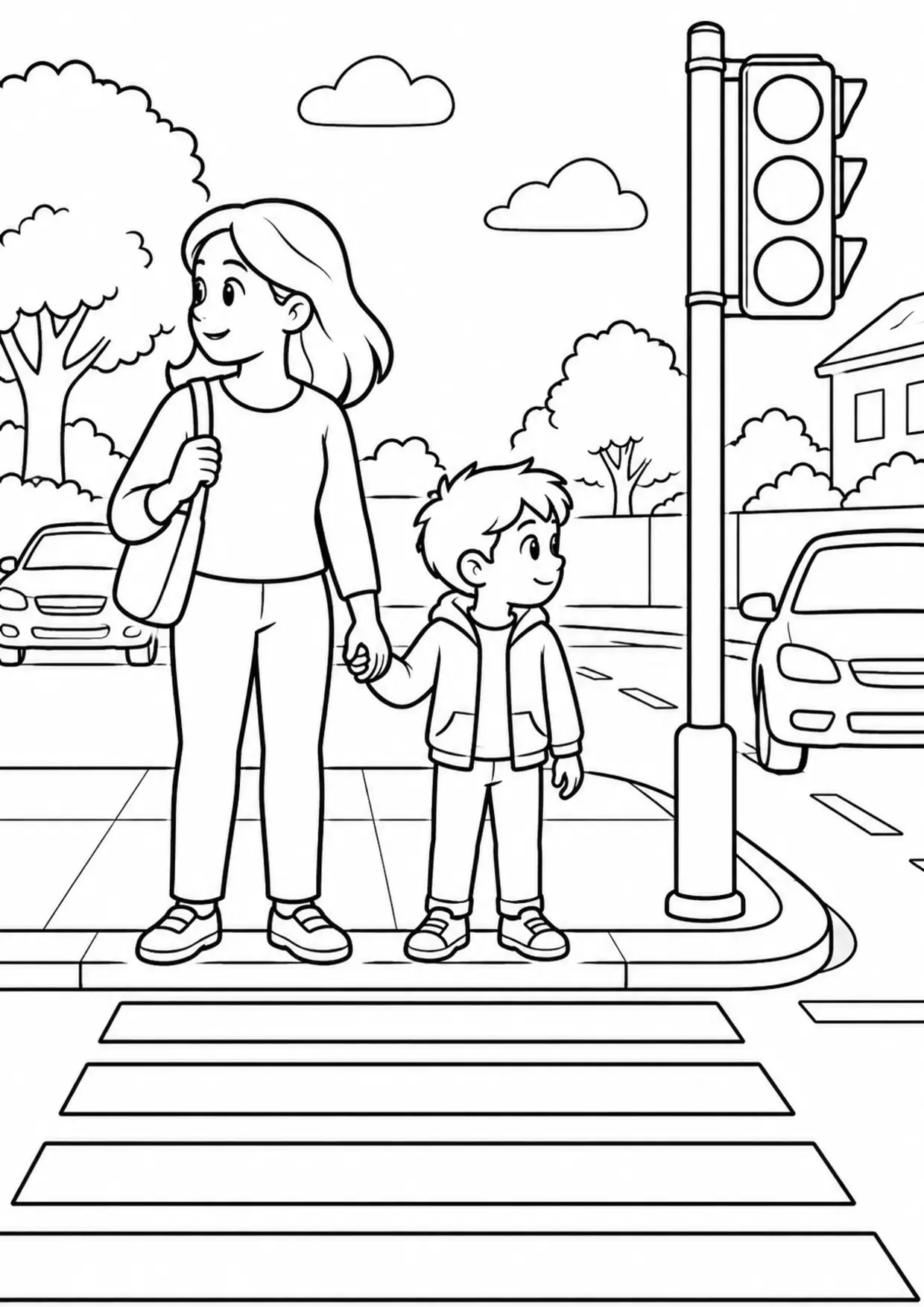 Coloriage sécurité routière : regarder