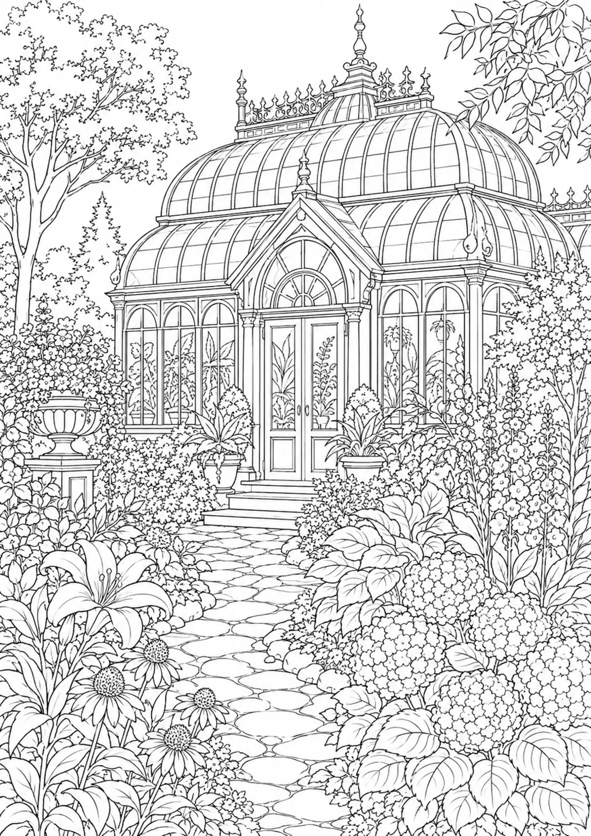 Coloriage Serre botanique à imprimer – dessin n°1