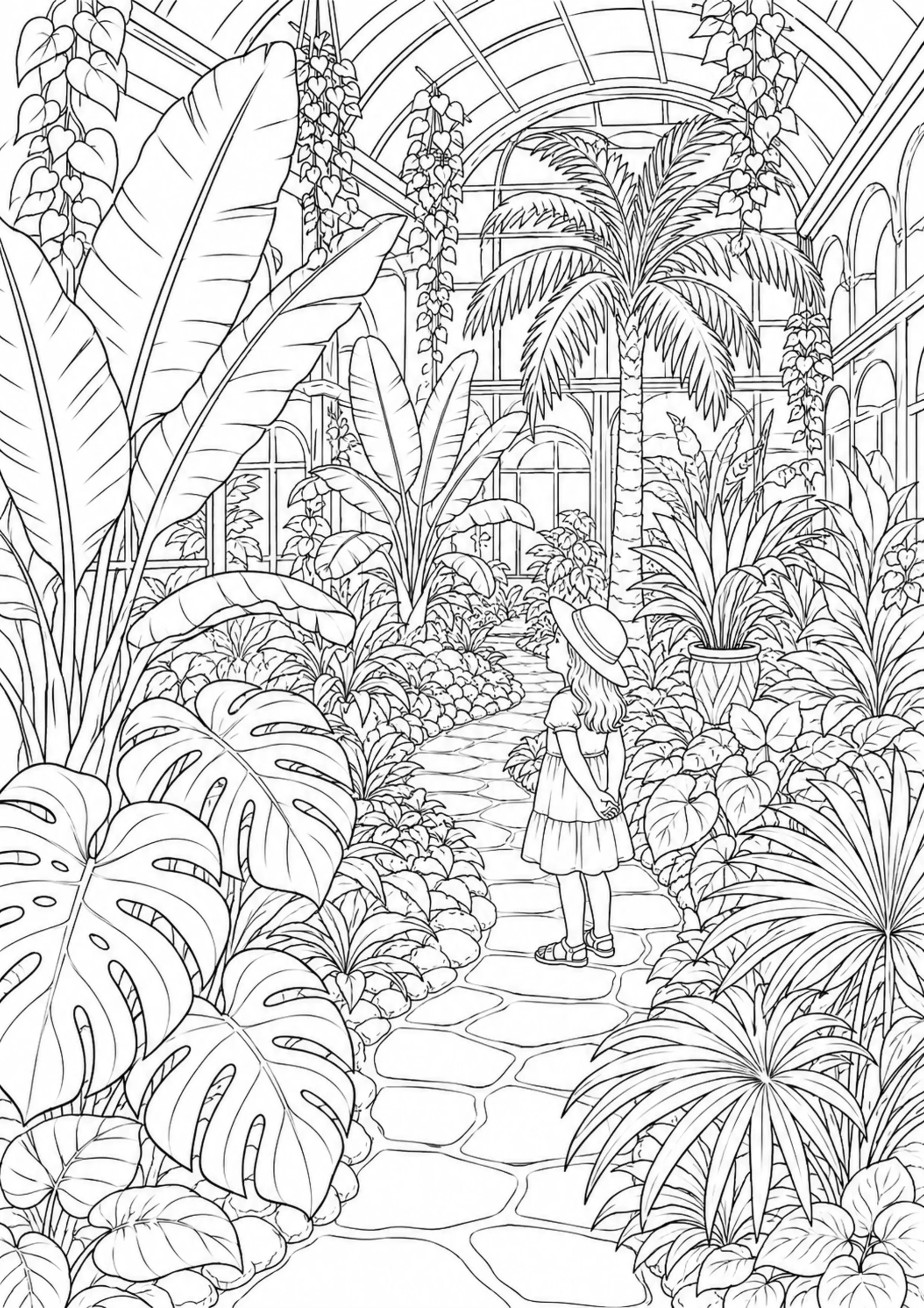 Coloriage Serre botanique à imprimer – dessin n°2