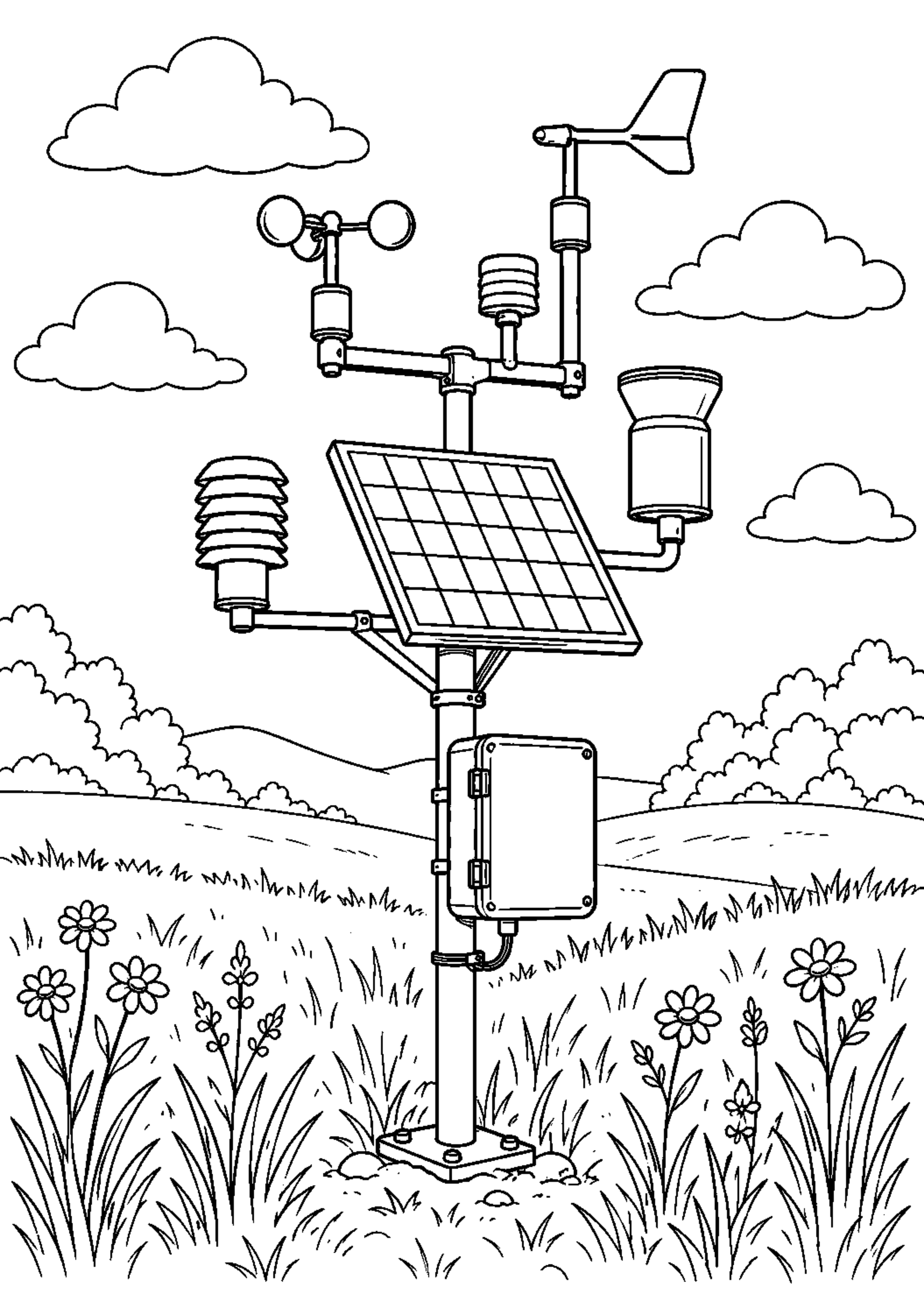 Coloriage Station météo à imprimer – dessin n°10