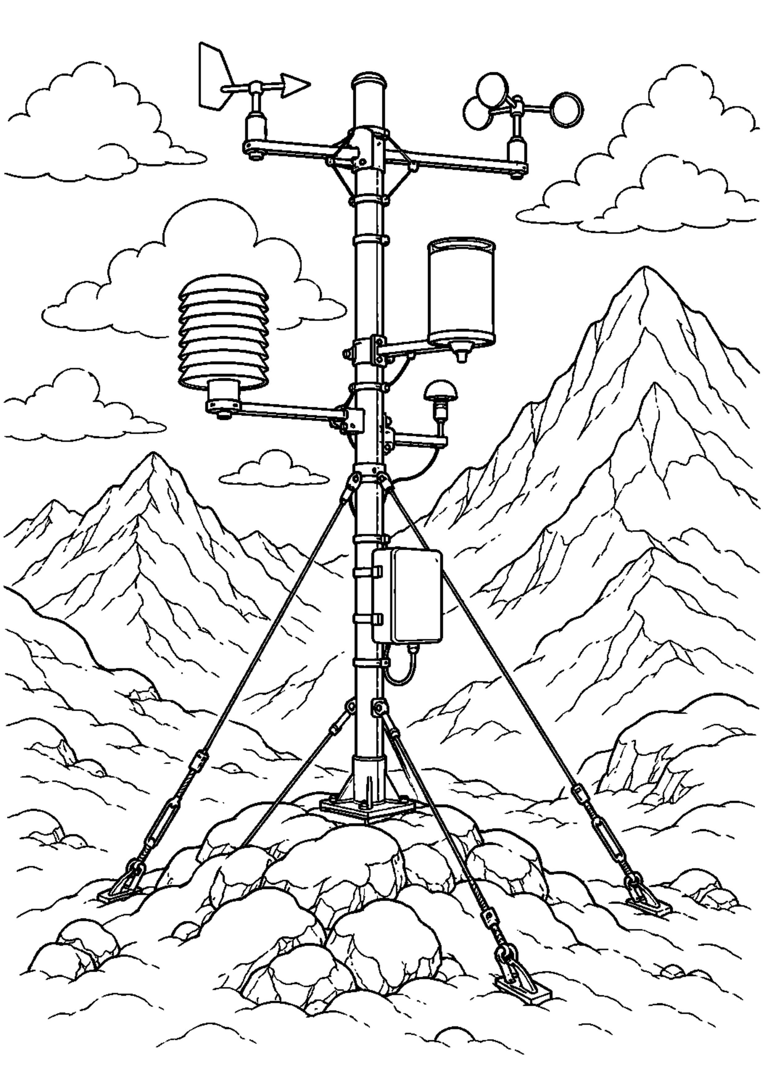 Coloriage Station météo à imprimer – dessin n°15