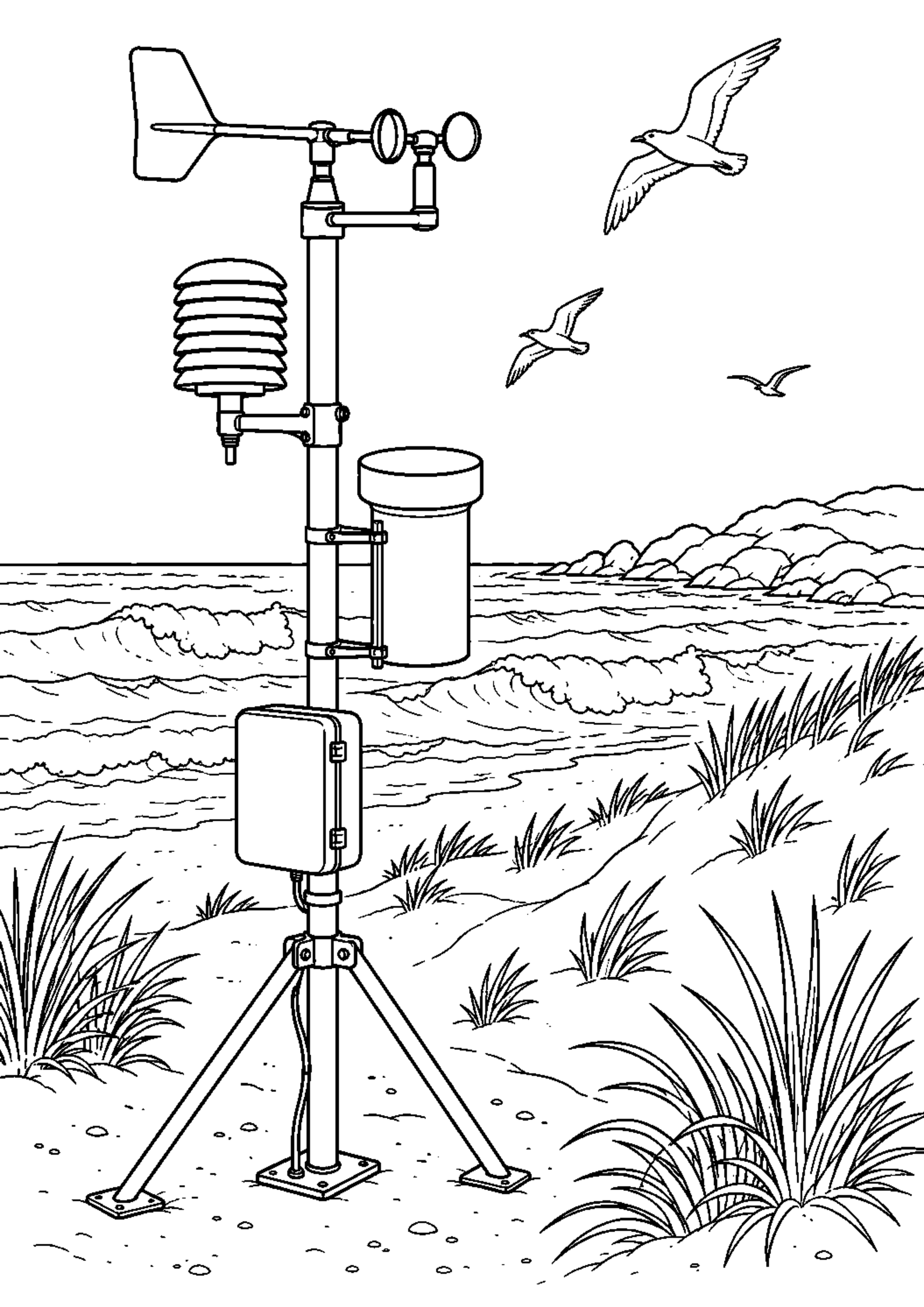 Coloriage Station météo à imprimer – dessin n°16