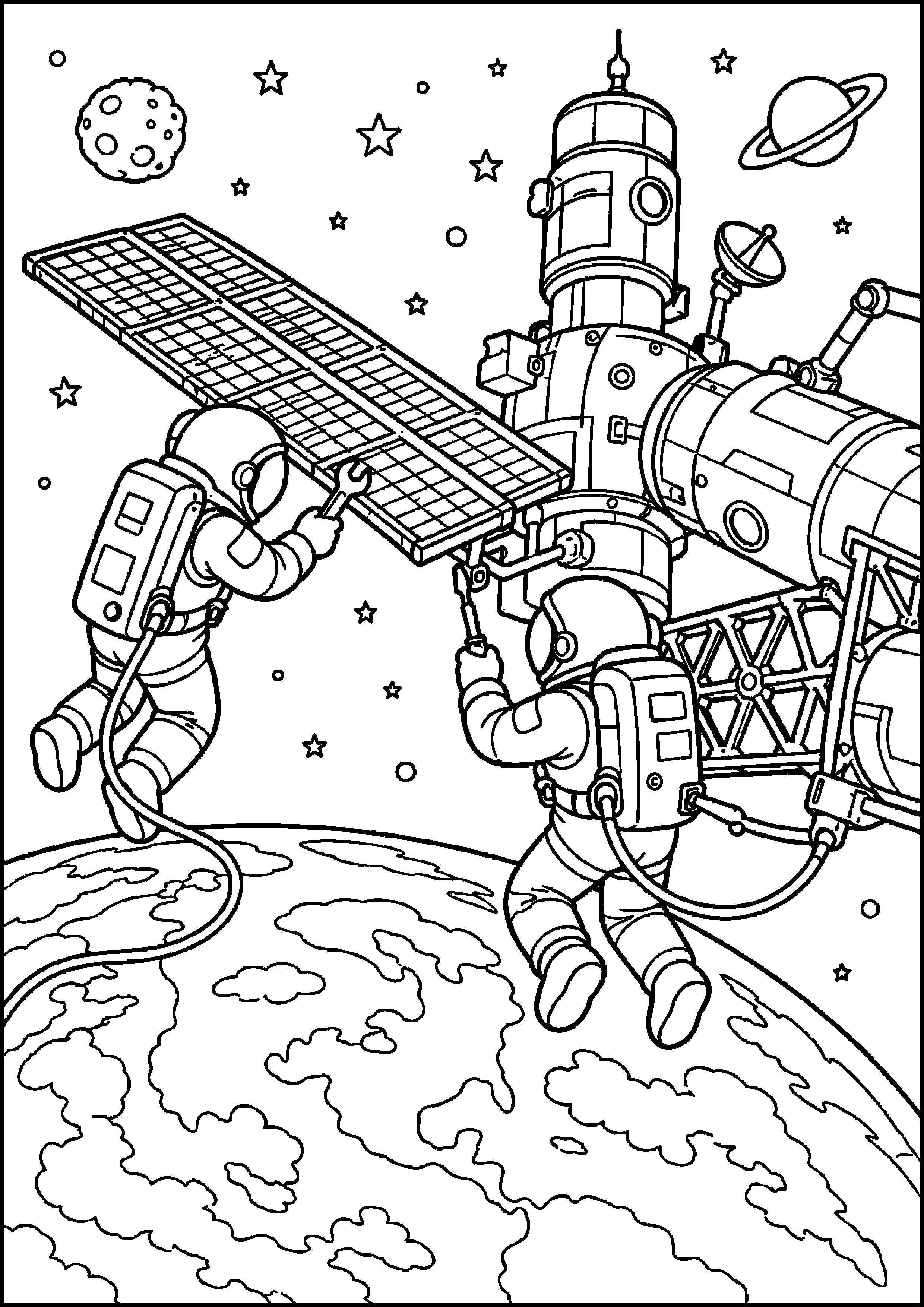 Coloriage station spatiale à imprimer – dessin n°2