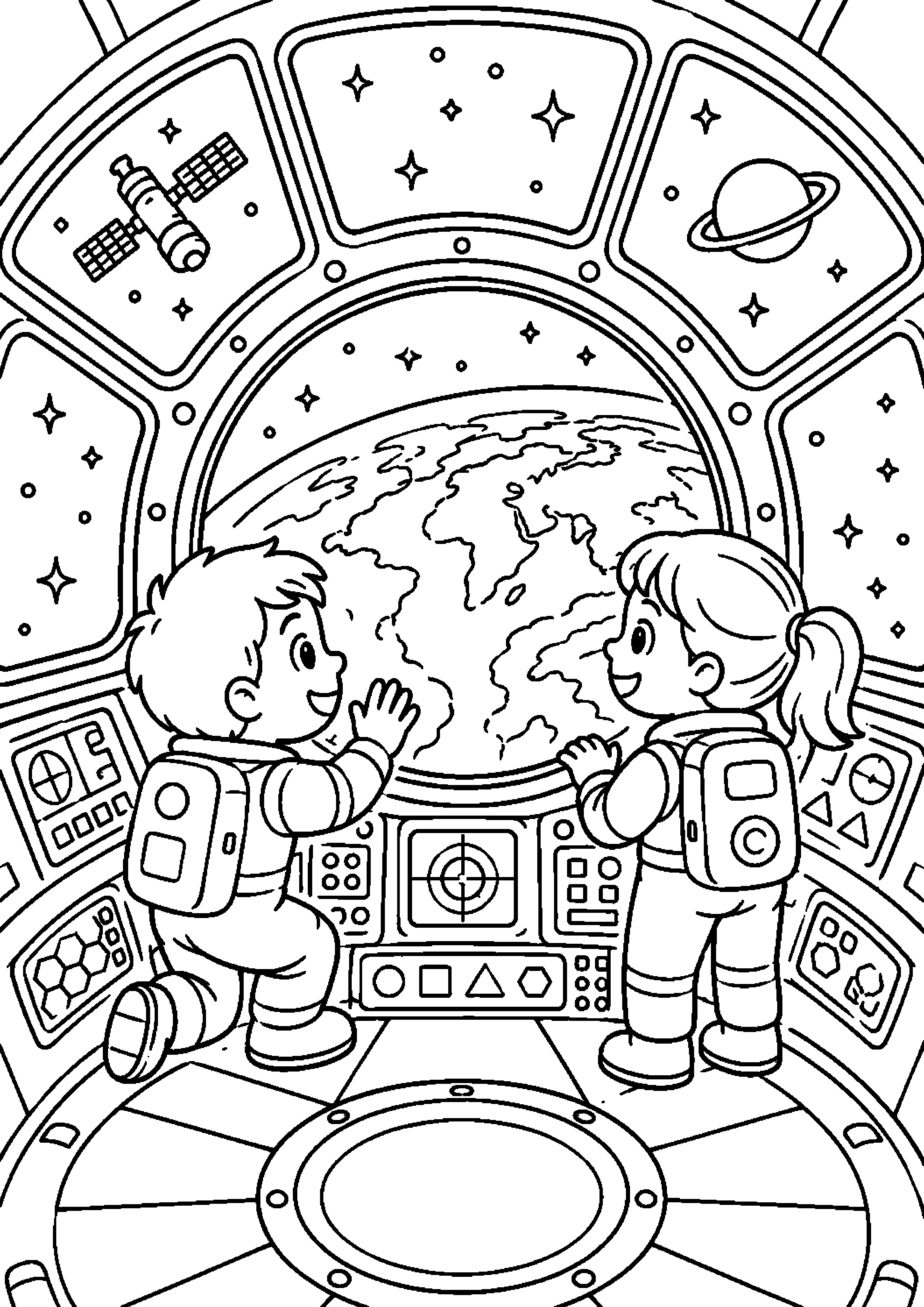 Coloriage station spatiale à imprimer – dessin n°3