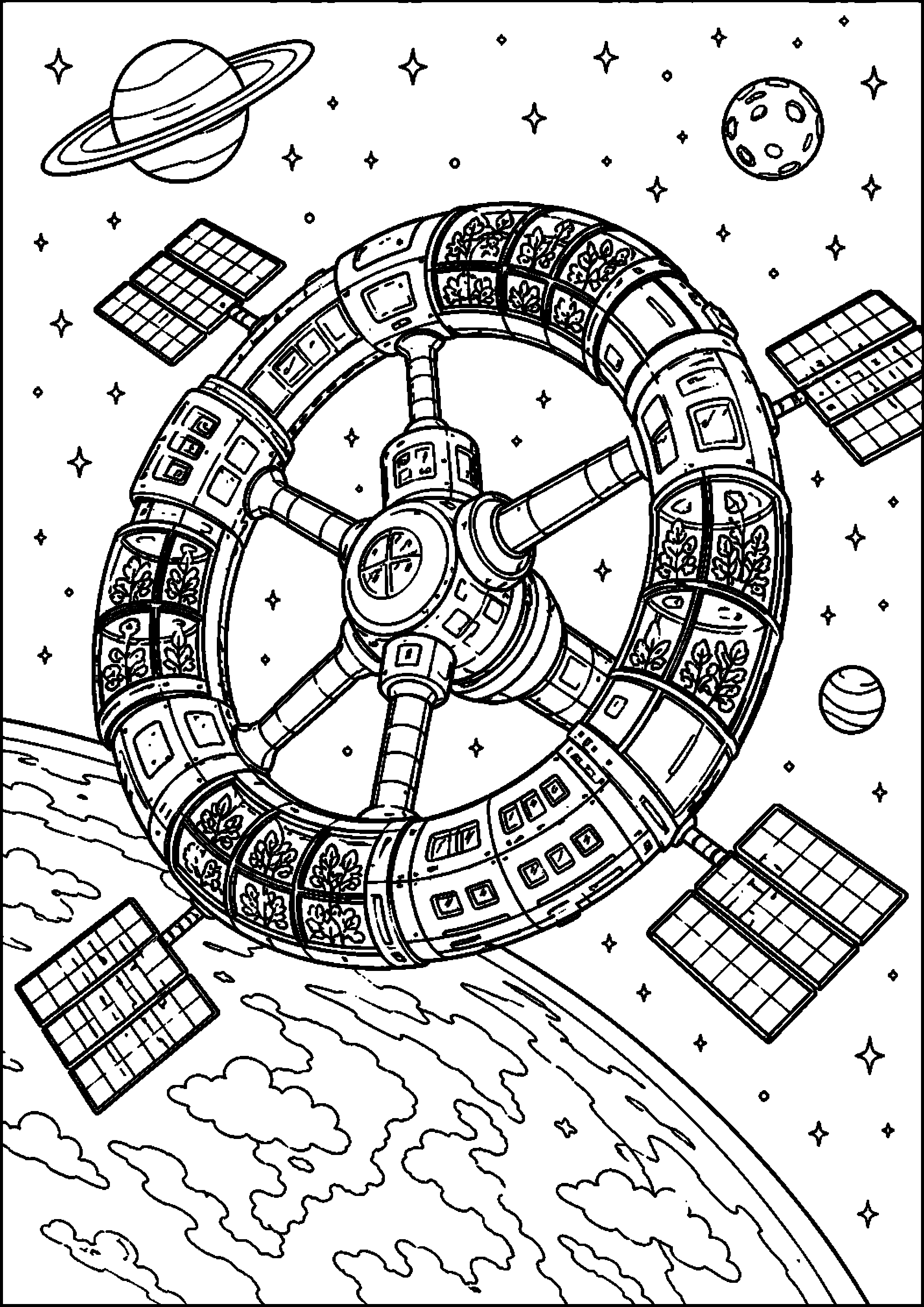 Coloriage station spatiale à imprimer – dessin n°5