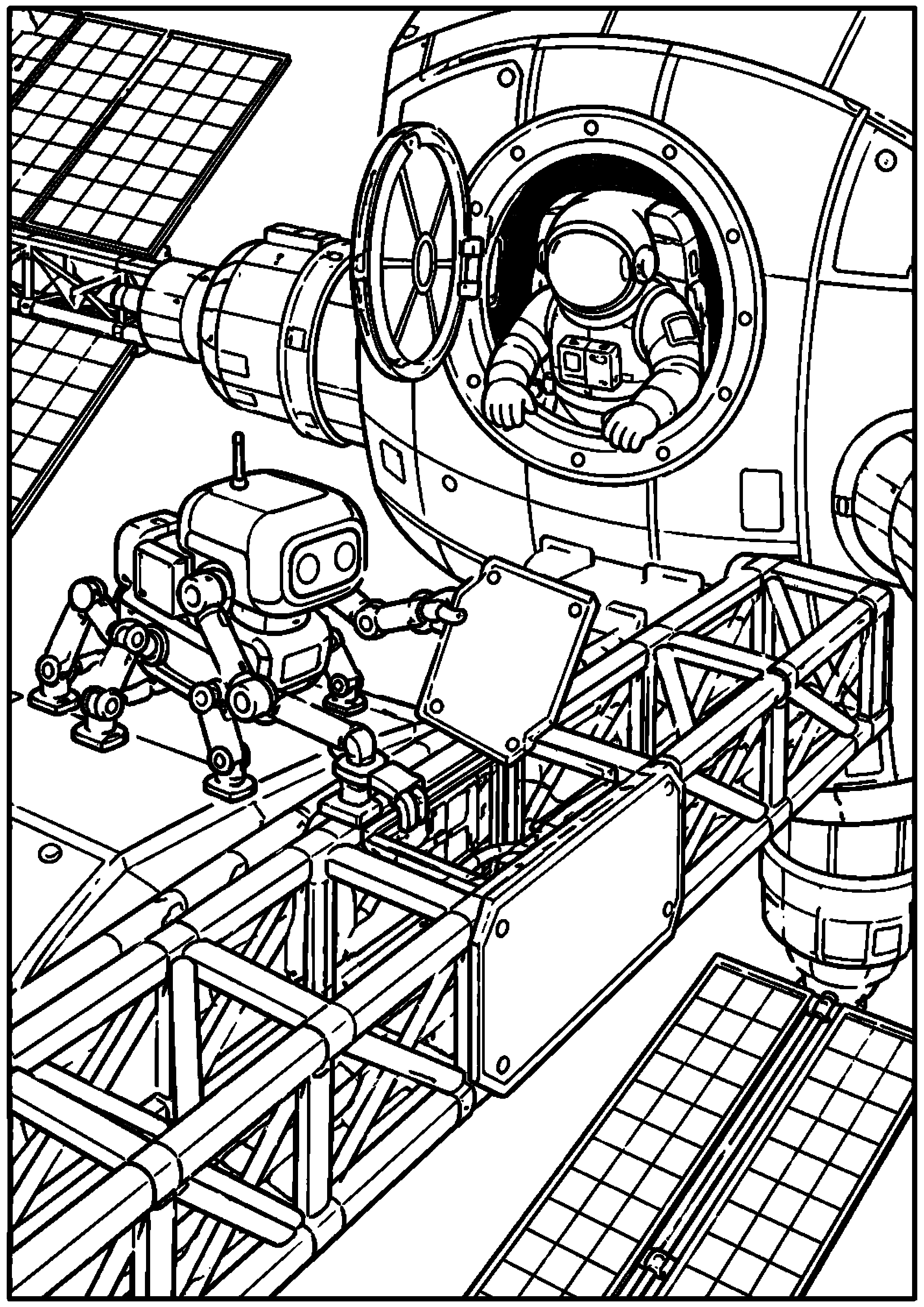 Coloriage station spatiale à imprimer – dessin n°9