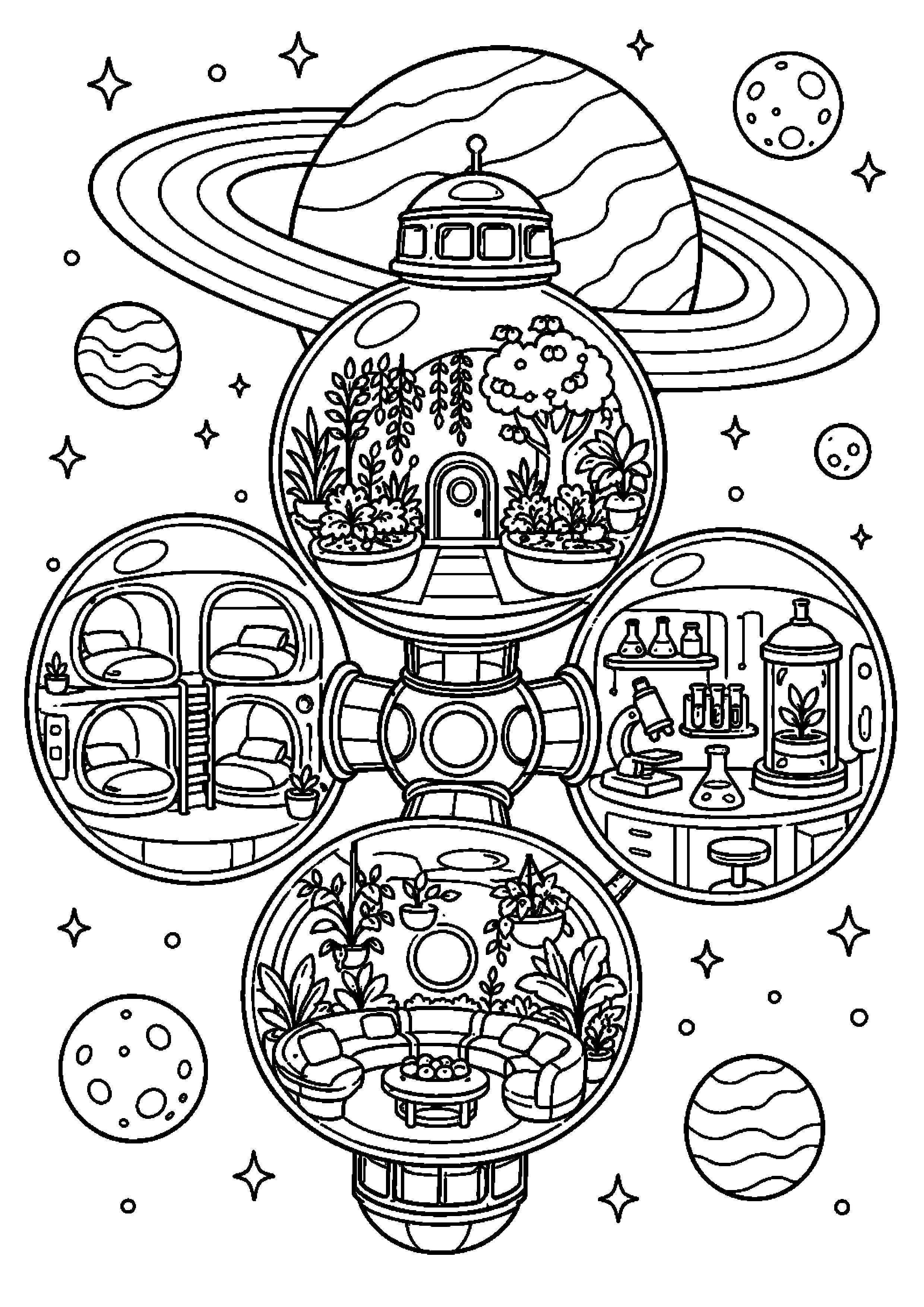 Coloriage station spatiale à imprimer – dessin n°10