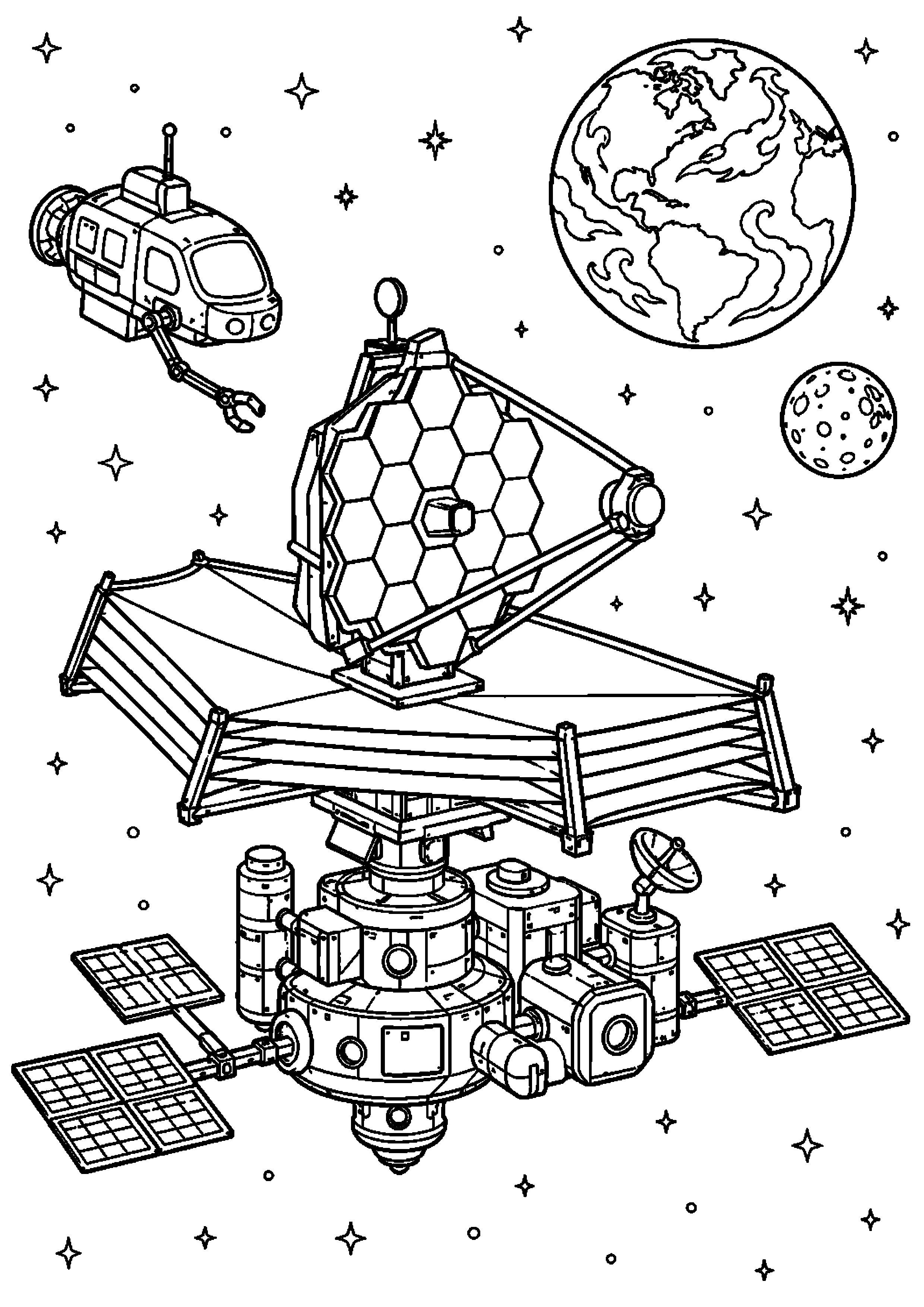 Coloriage station spatiale à imprimer – dessin n°12