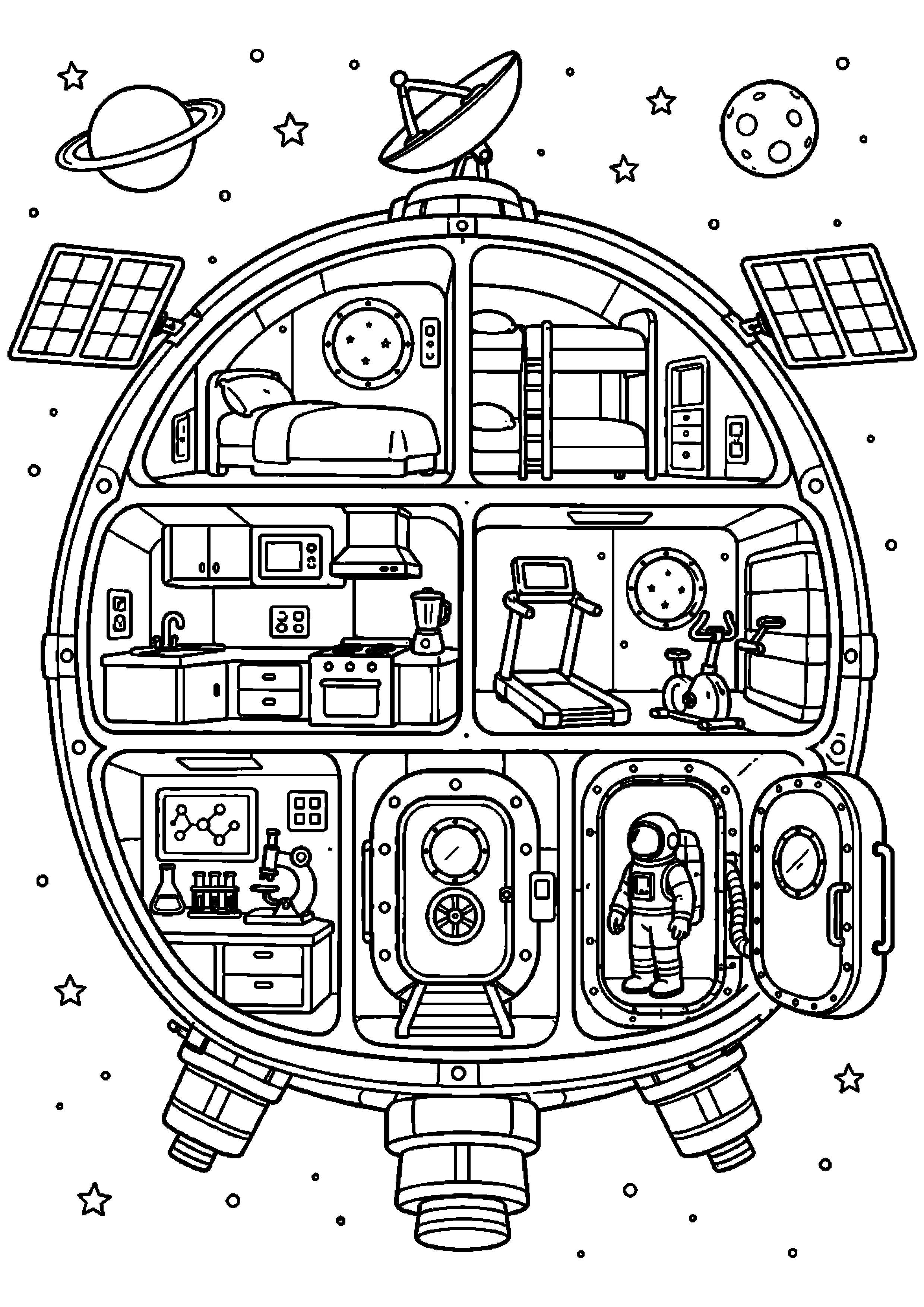 Coloriage station spatiale à imprimer – dessin n°13