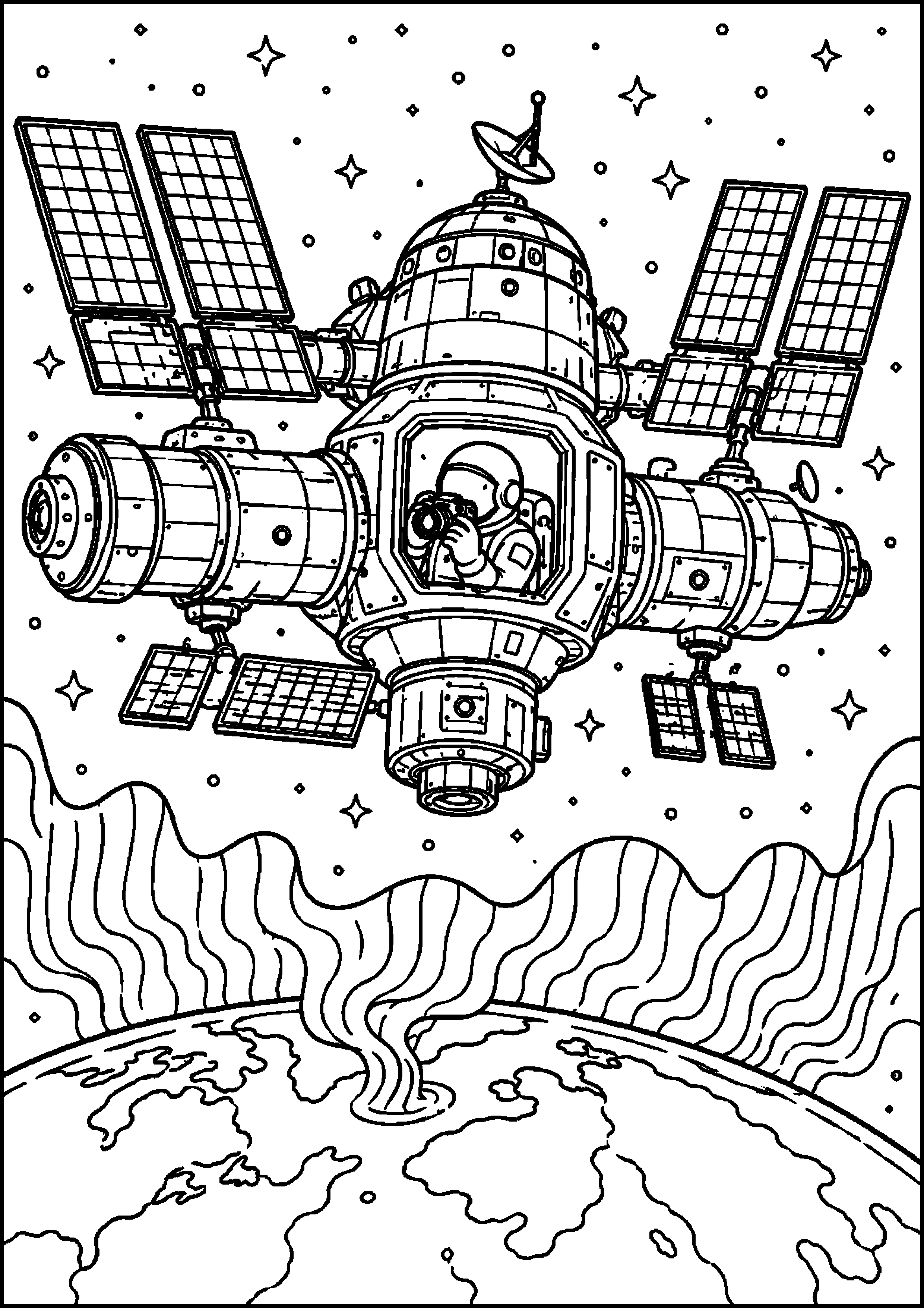 Coloriage station spatiale à imprimer – dessin n°17