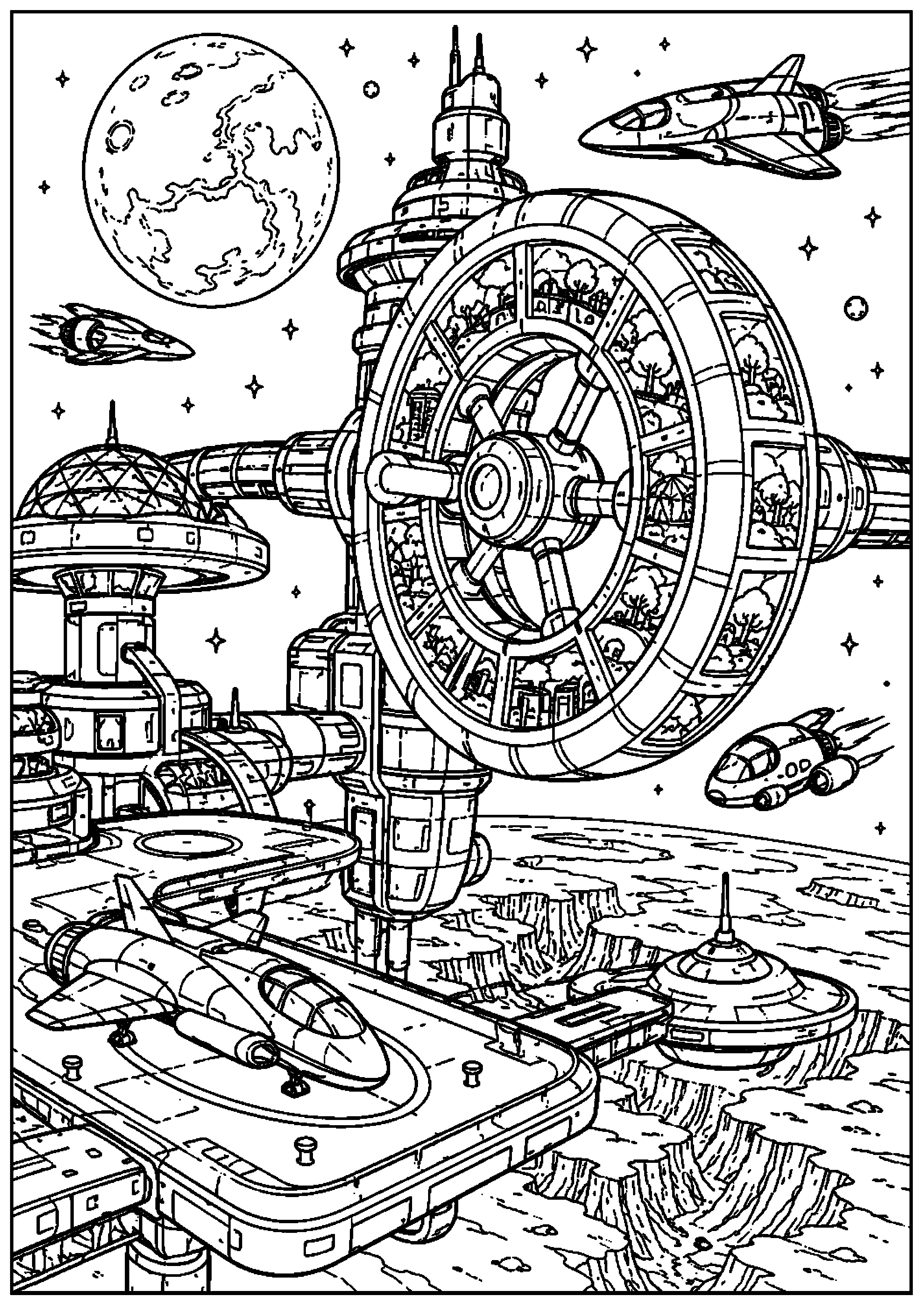 Coloriage station spatiale à imprimer – dessin n°18