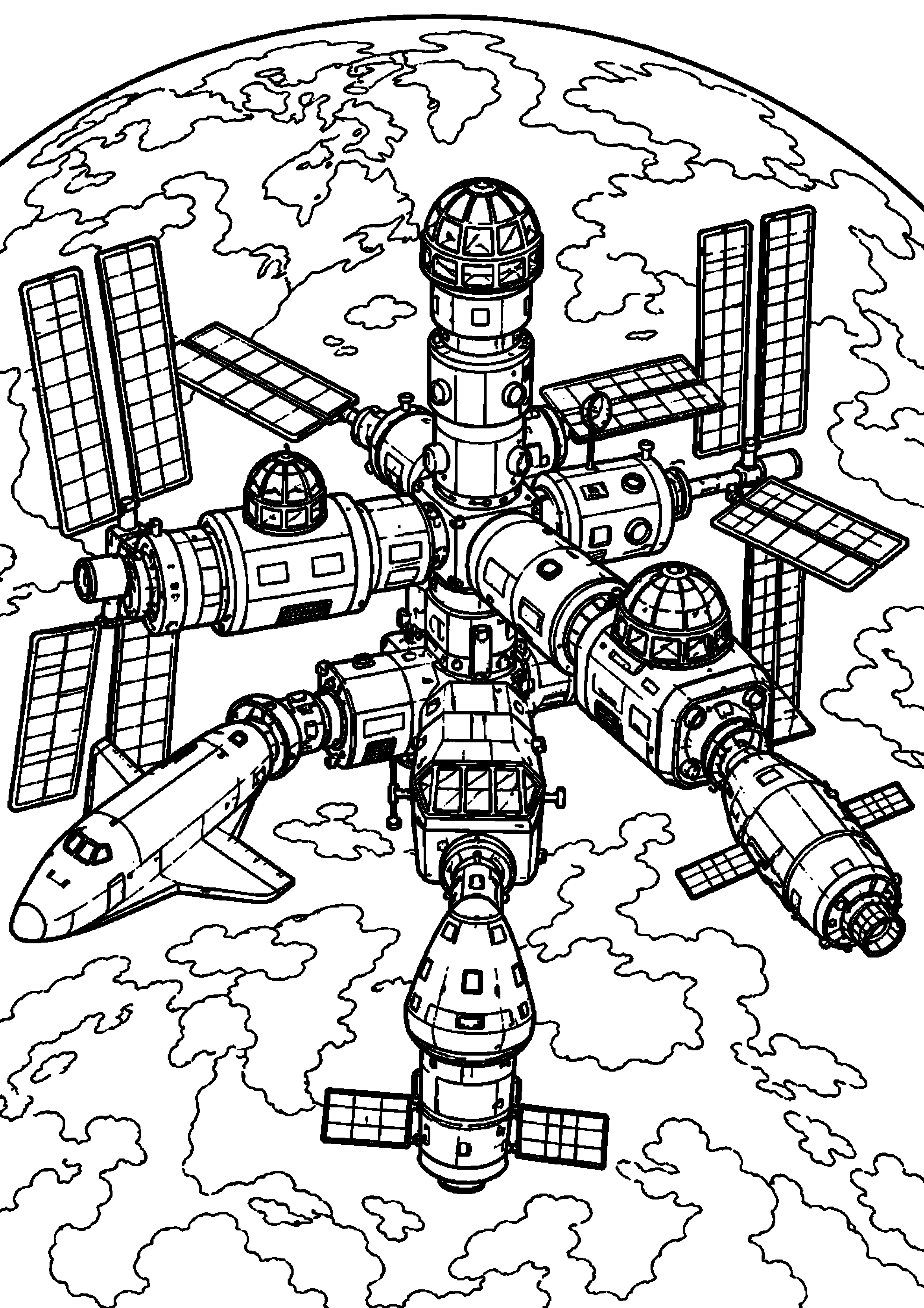 Coloriage station spatiale à imprimer – dessin n°19