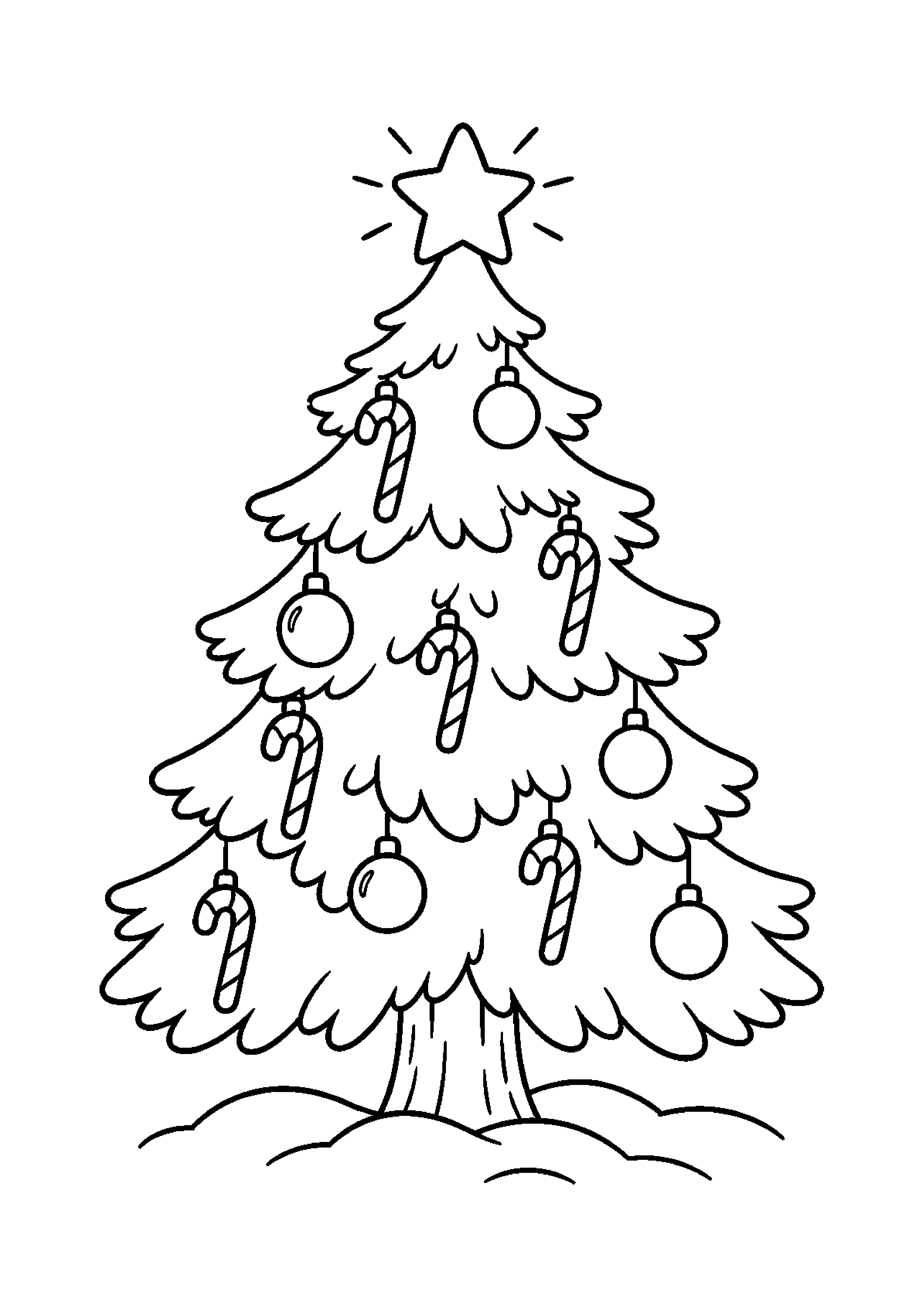 Coloriage Sapin de Noel decore de sucres d'orge de Noël à imprimer gratuitement