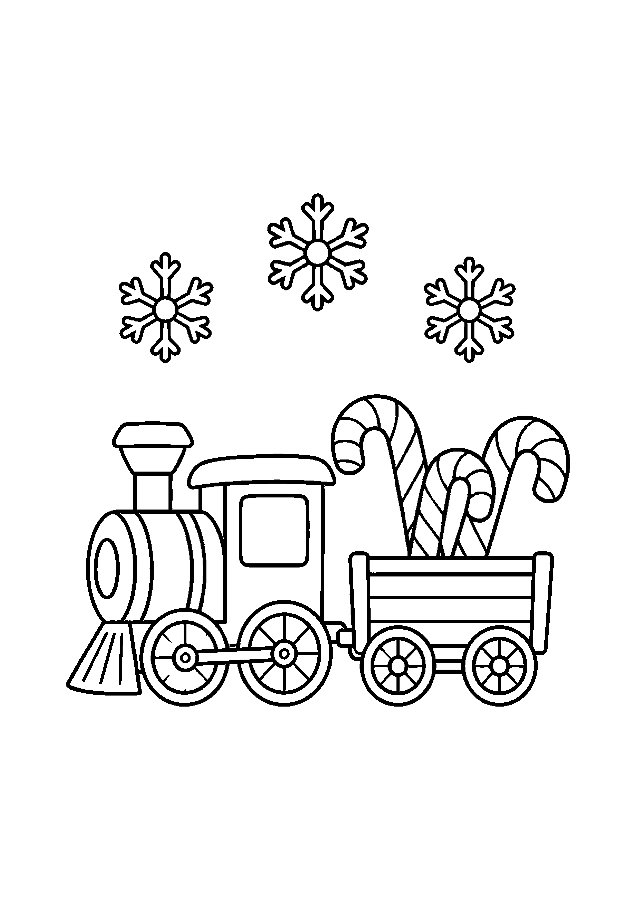 Coloriage Train jouet transportant des sucres d'orge de Noël à imprimer gratuitement