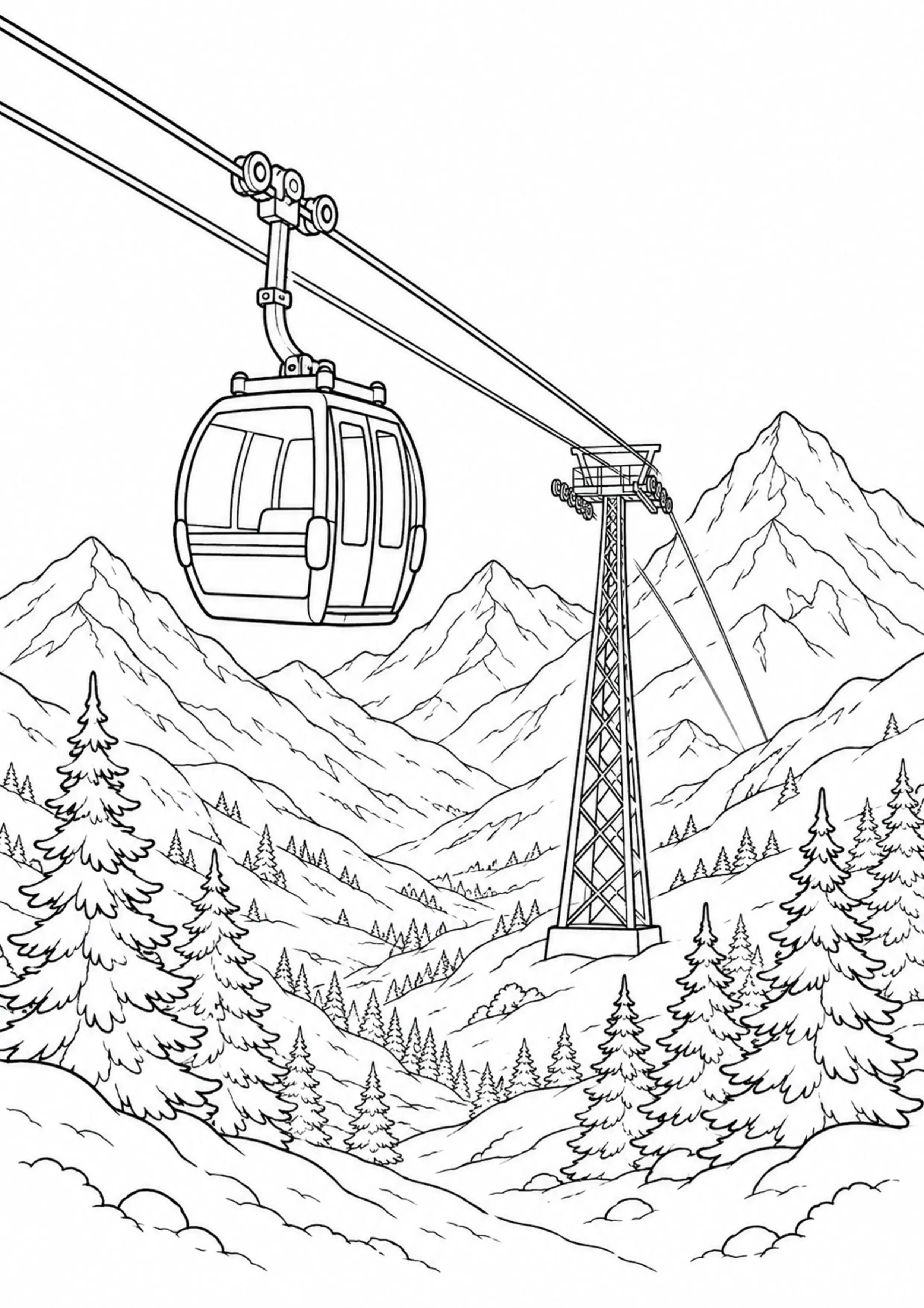 Coloriage Téléphérique à imprimer – dessin 1