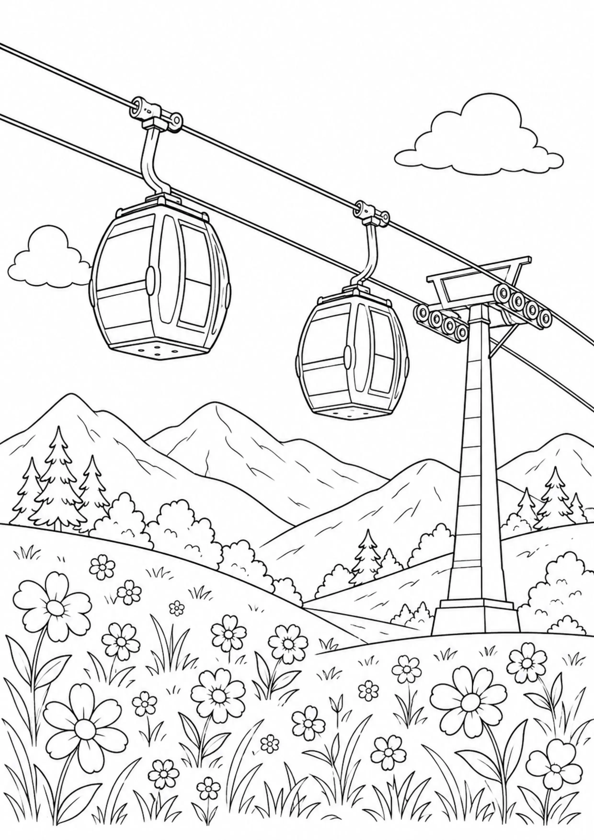 Coloriage Téléphérique à imprimer – dessin 2