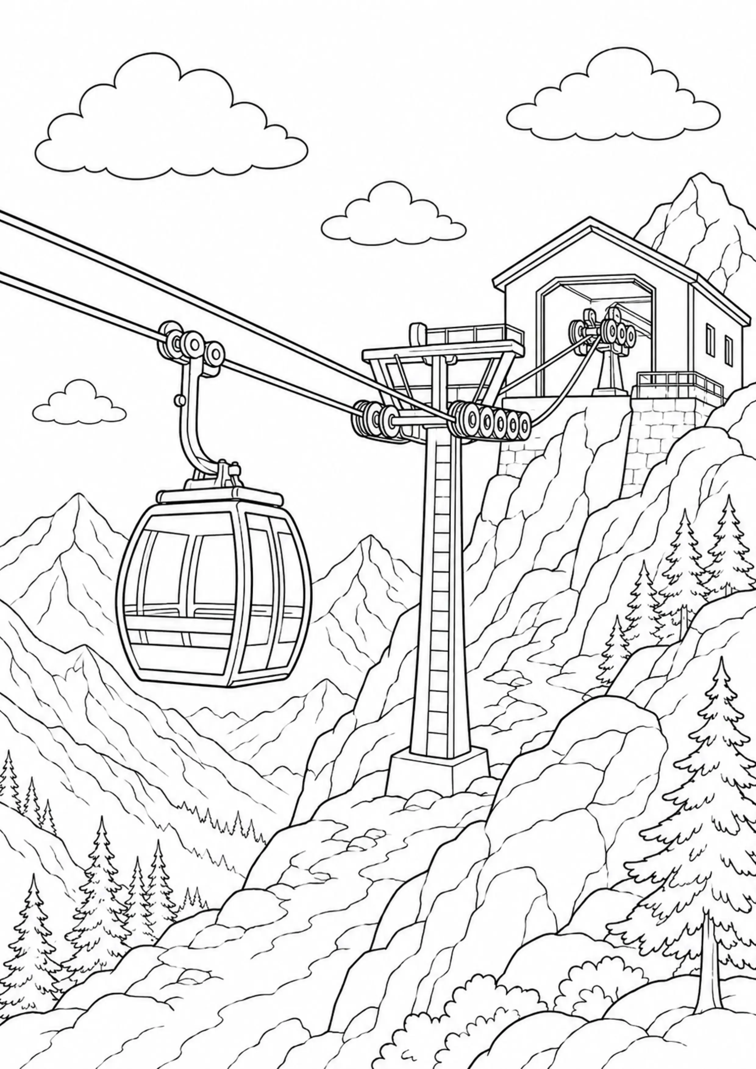 Coloriage Téléphérique à imprimer – dessin n°3