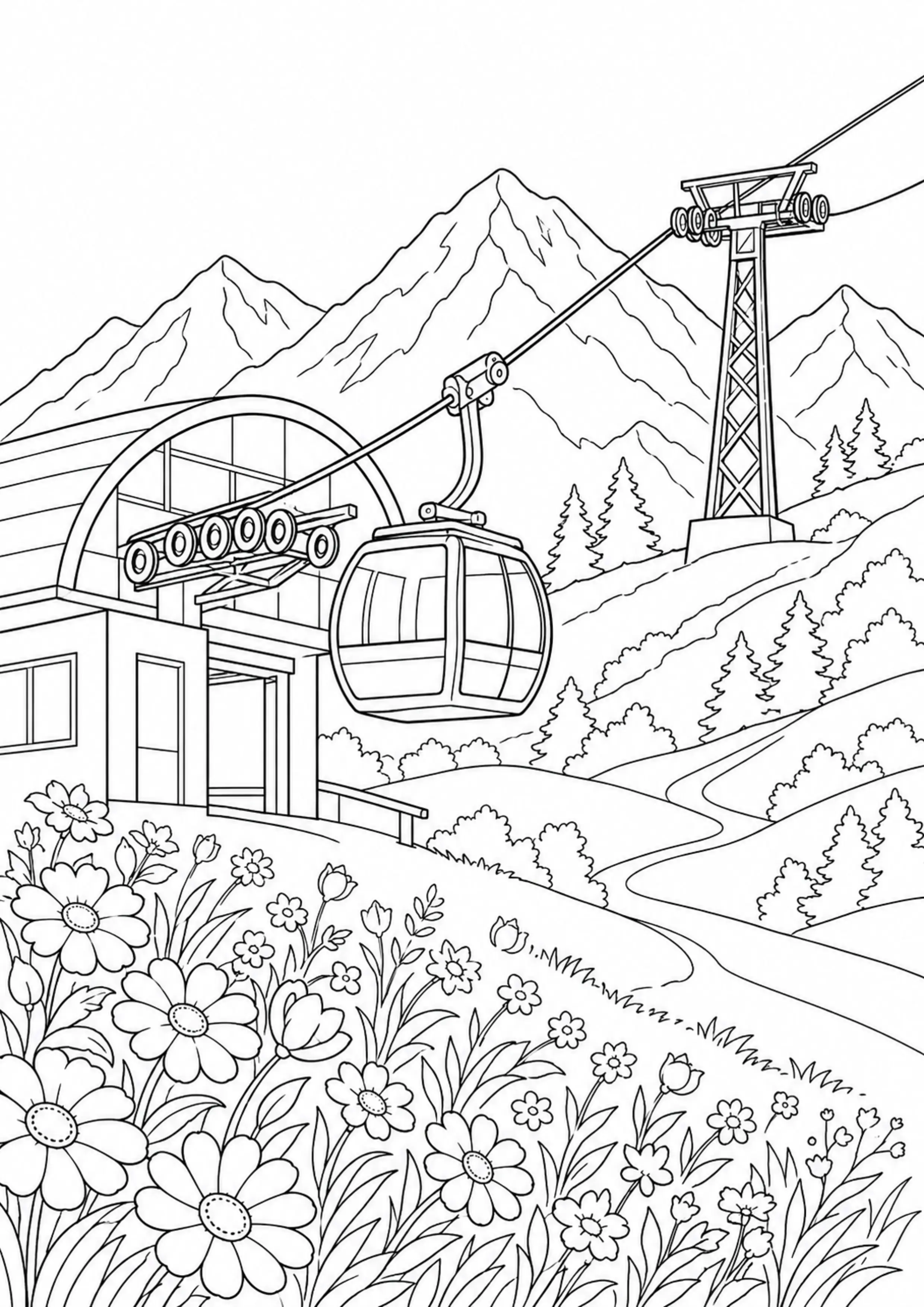 Coloriage Téléphérique à imprimer – dessin n°14