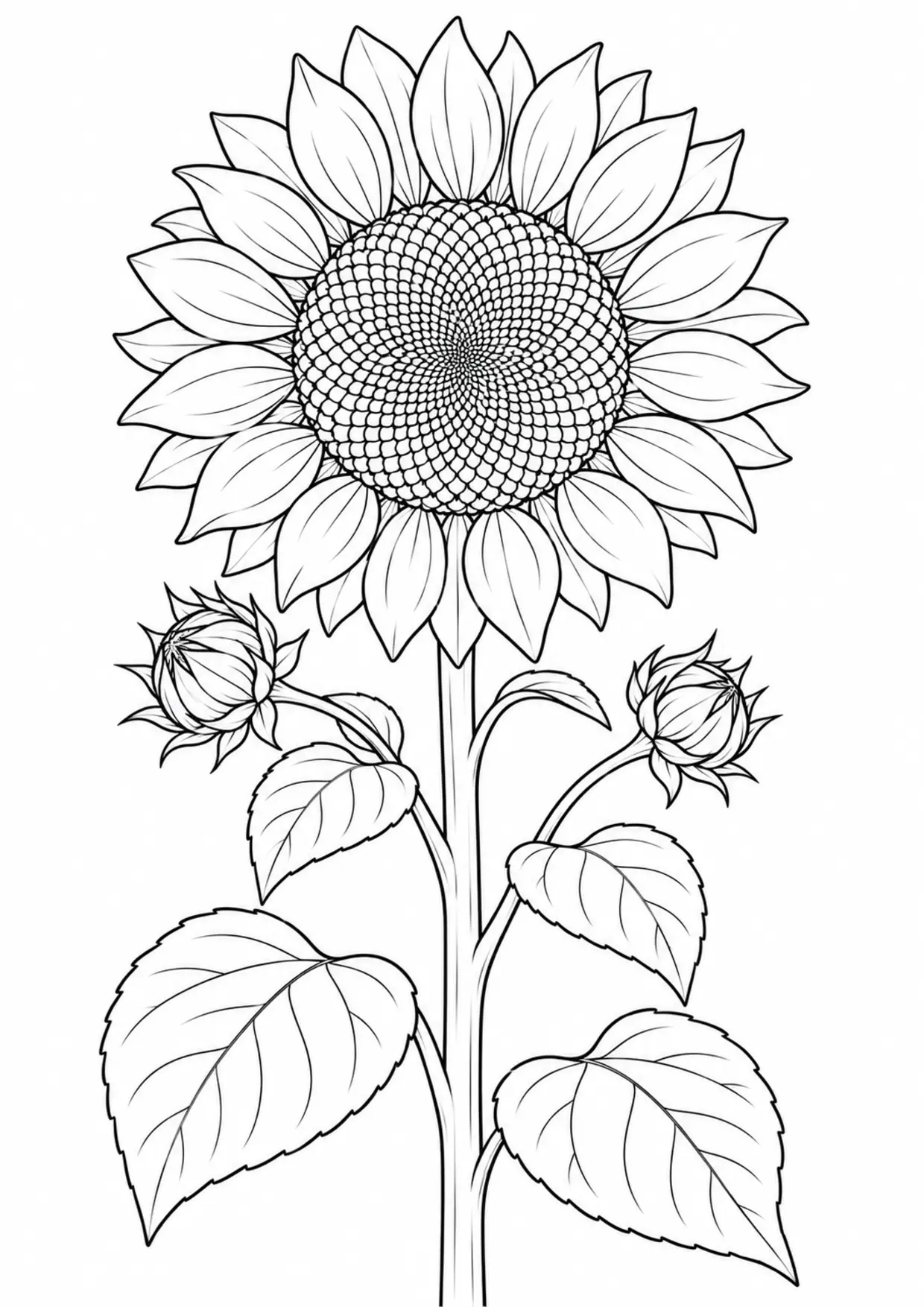 Coloriage tournesol à imprimer montrant geant, illustration 4