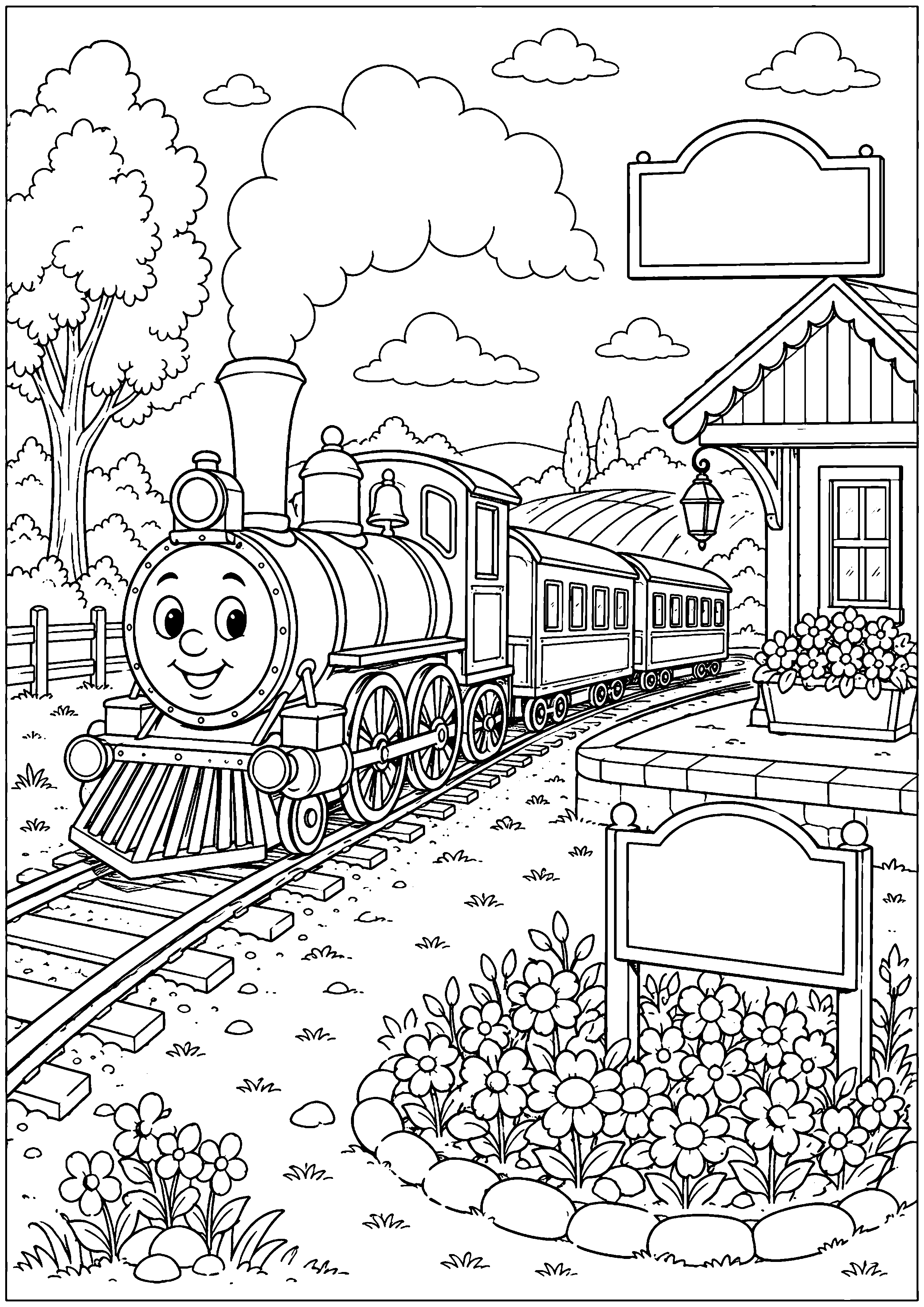 Coloriage train à vapeur à imprimer – dessin n°2