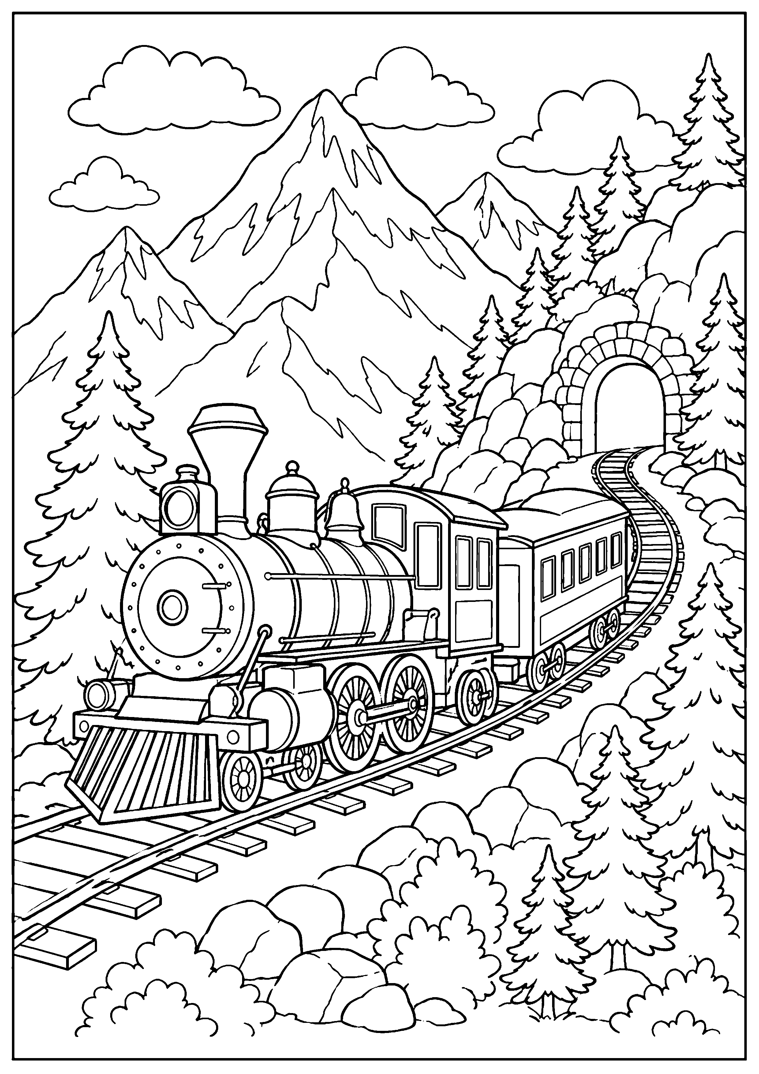 Coloriage train à vapeur à imprimer – dessin n°3