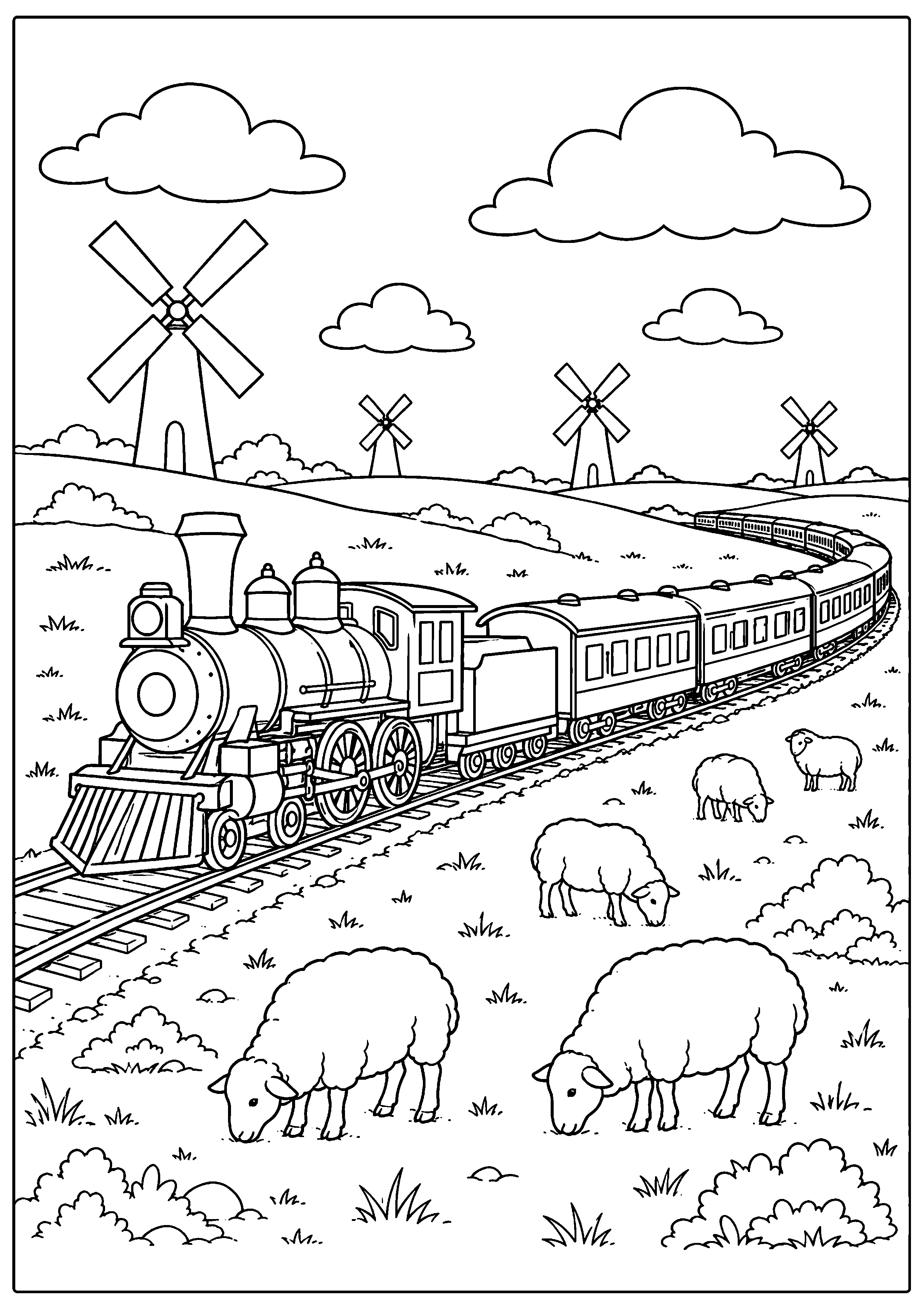 Coloriage train à vapeur à imprimer – dessin n°6